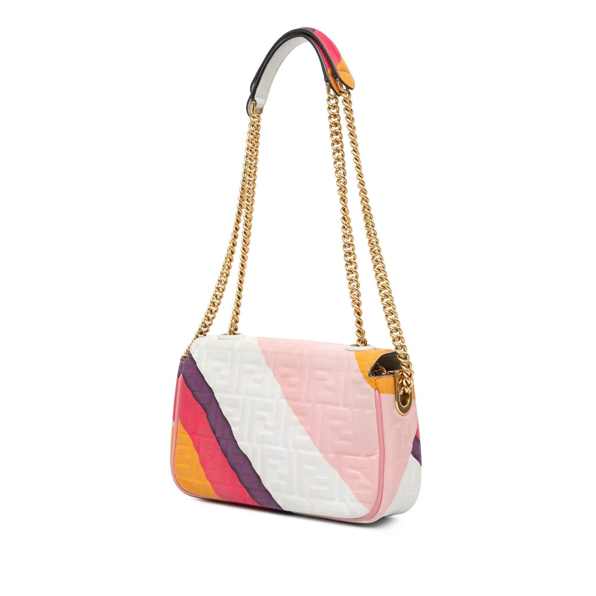 Fendi Zucca Midi Baguette Shg Twwttm Shoulder Bag Chain Embossed