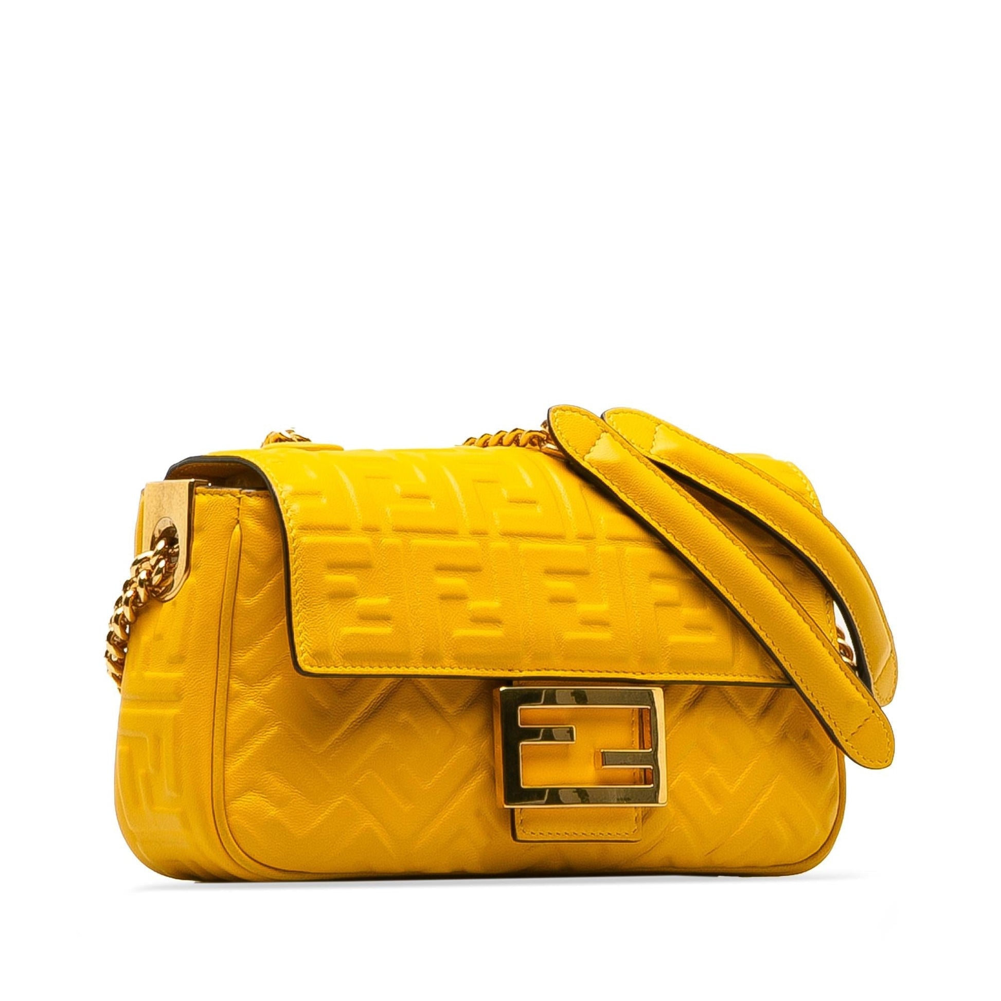 Fendi Zucca Midi Baguette Shoulder Bag Chain Embossed Baguette Shg Qmq93W
