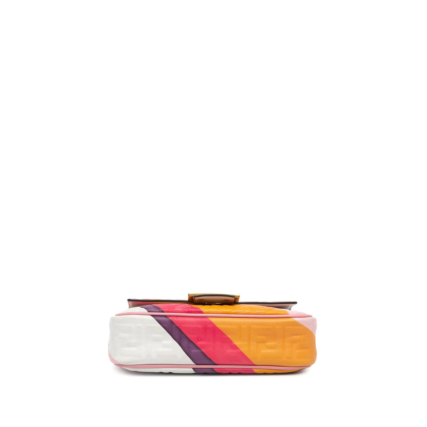 Fendi Zucca Midi Baguette Shoulder Bag Chain Embossed