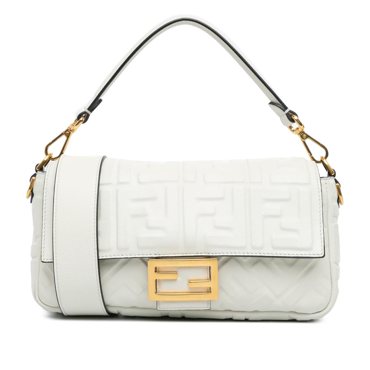 Fendi Zucca Baguette Satchel Leather Embossed Satchel Bag Satchel Shg Ex1Bot