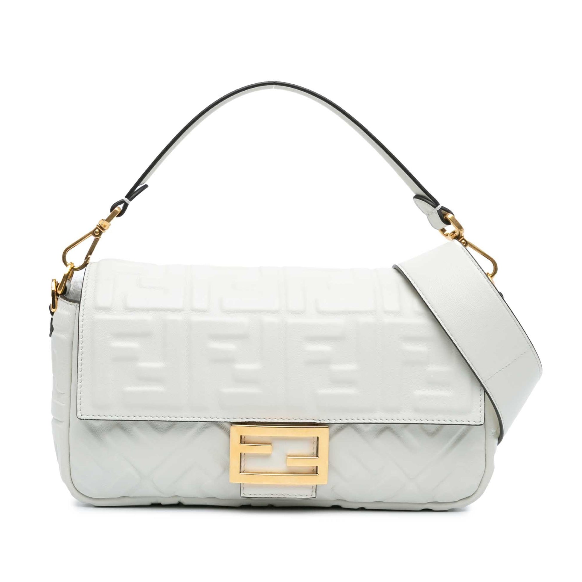 Fendi Zucca Baguette Satchel Leather Embossed Satchel Bag Leather Baguette Satchel