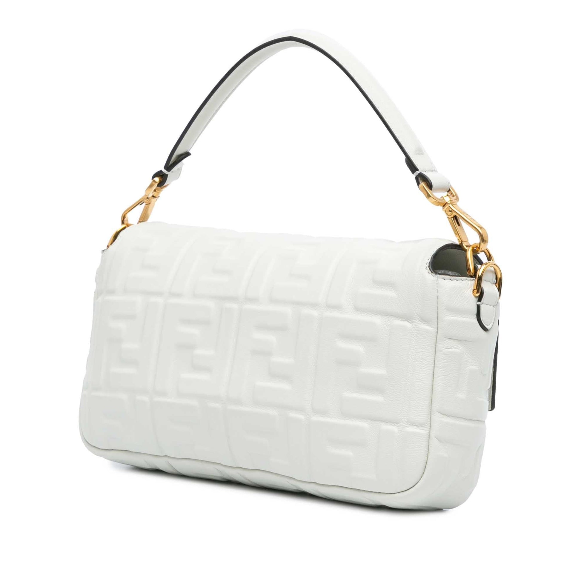 Fendi Zucca Baguette Satchel Leather Embossed Satchel Bag Leather Baguette Satchel