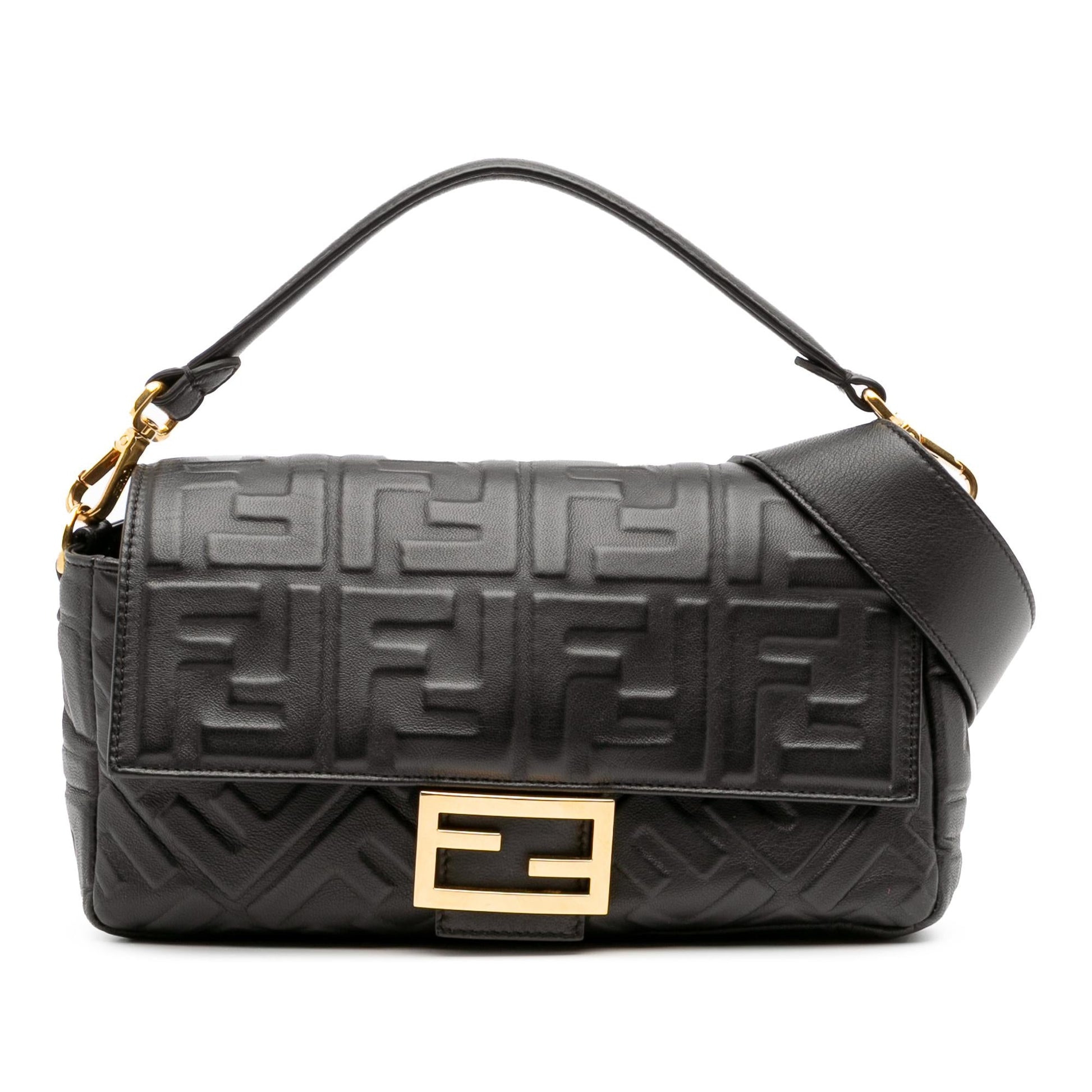 Fendi Zucca Baguette Satchel Leather Embossed Satchel Bag Baguette Satchel 13