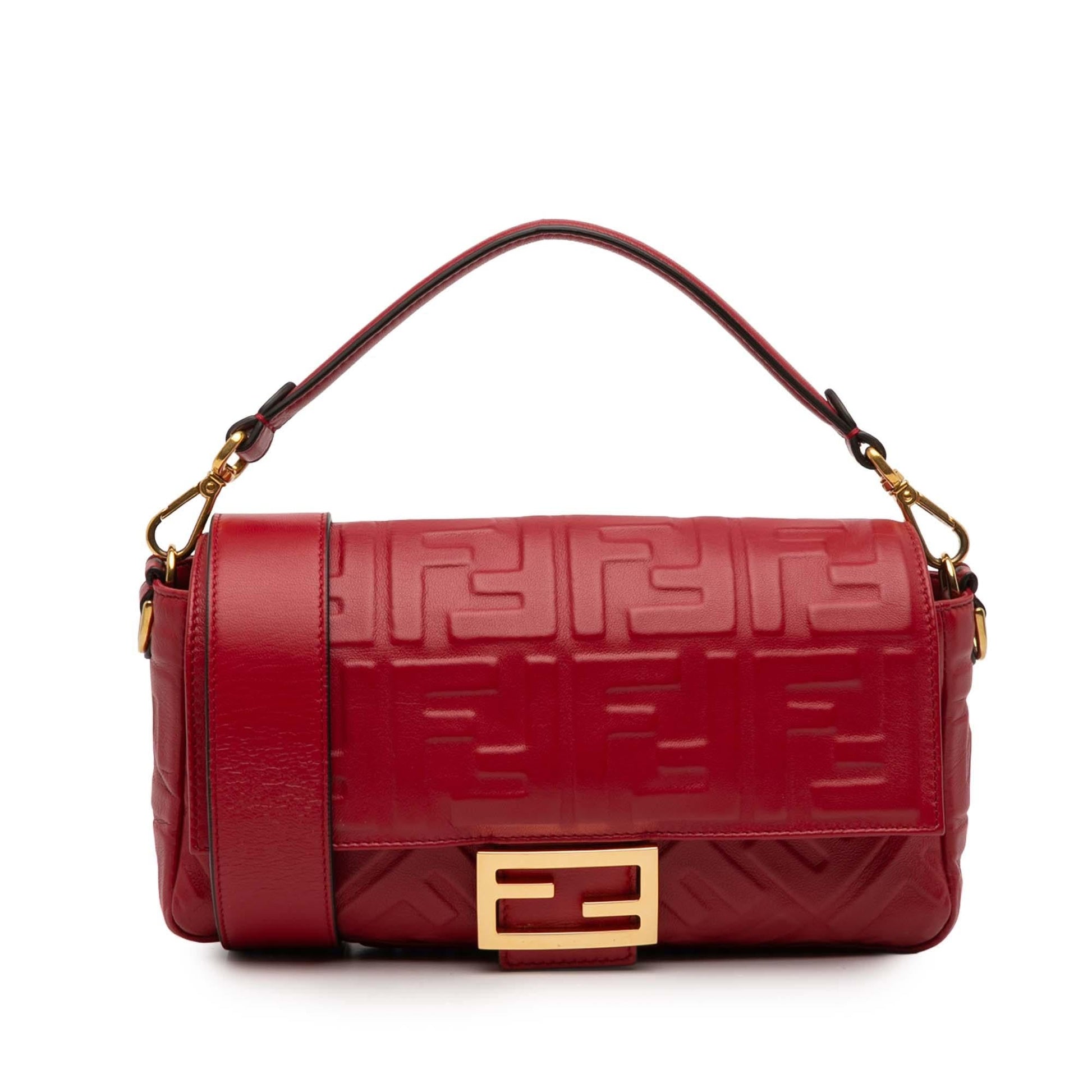 Fendi Zucca Baguette Satchel Leather Embossed Satchel Bag Baguette Satchel 14