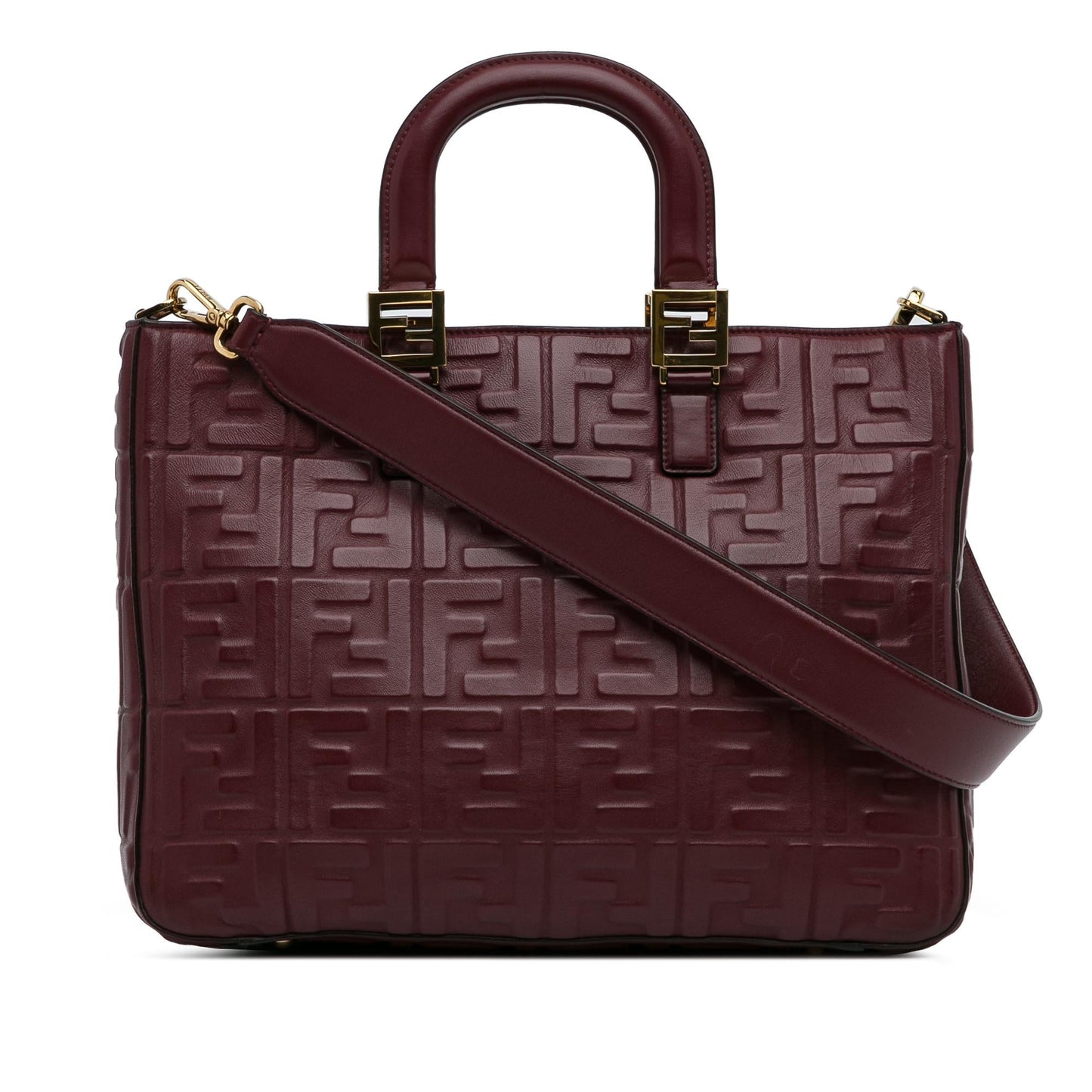 Fendi Zucca Satchel Shg Th9Gbp Leather Embossed Satchel Bag
