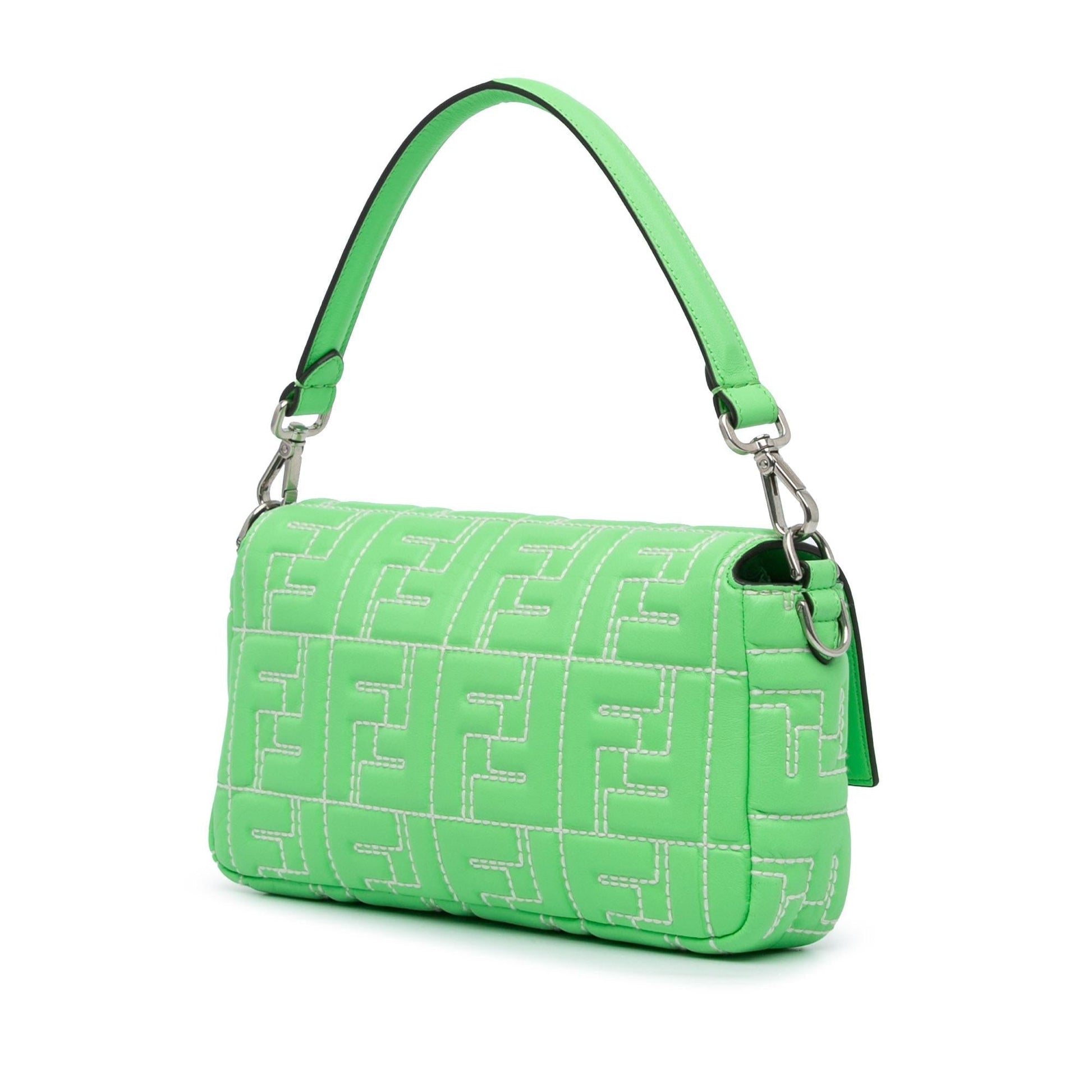 Fendi Zucca Stitched Baguette Satchel Leather Embossed Satchel Bag Baguette Satchel 1
