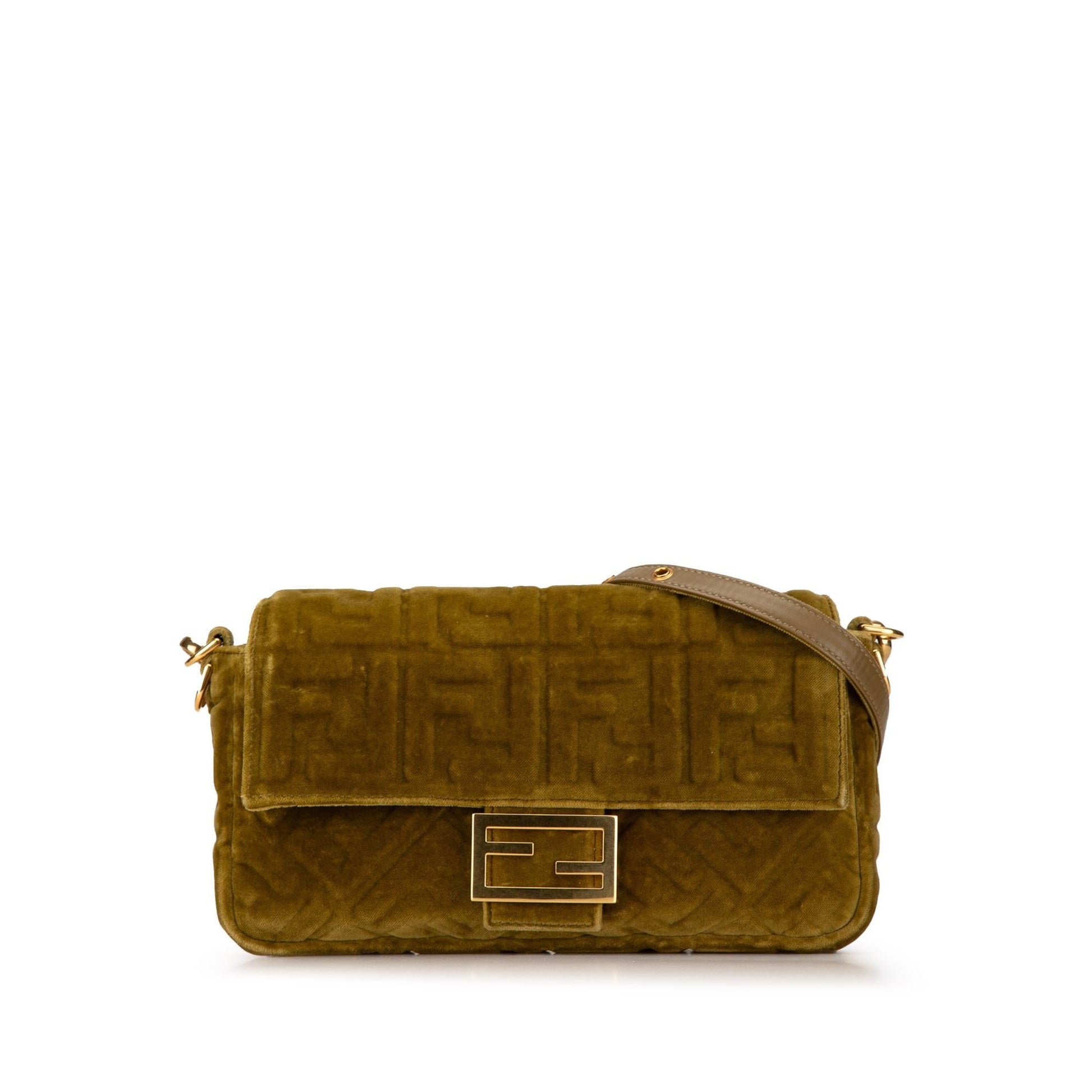 Fendi Zucca Velvet Baguette Satchel Embossed Satchel Bag Satchel Shg Tmosbz
