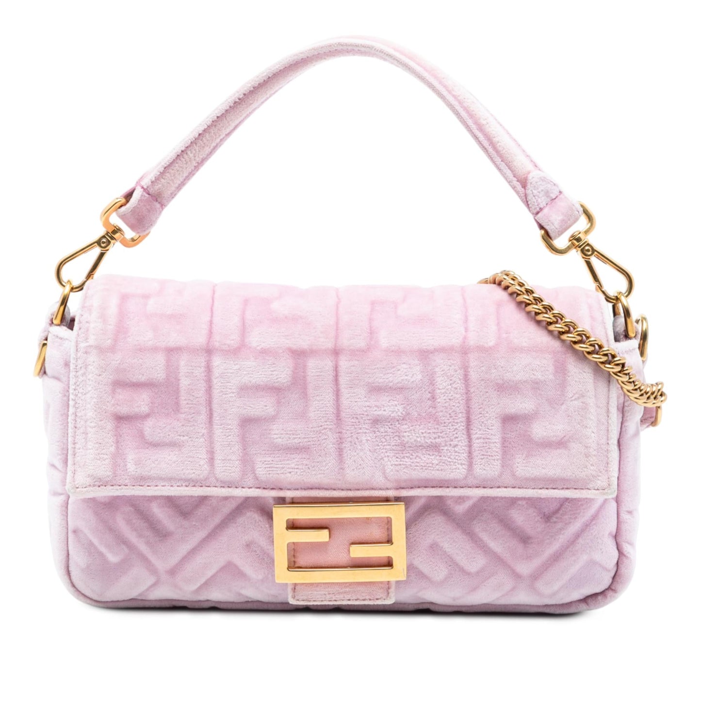 Fendi Zucca Velvet Baguette Satchel Embossed Satchel Bag