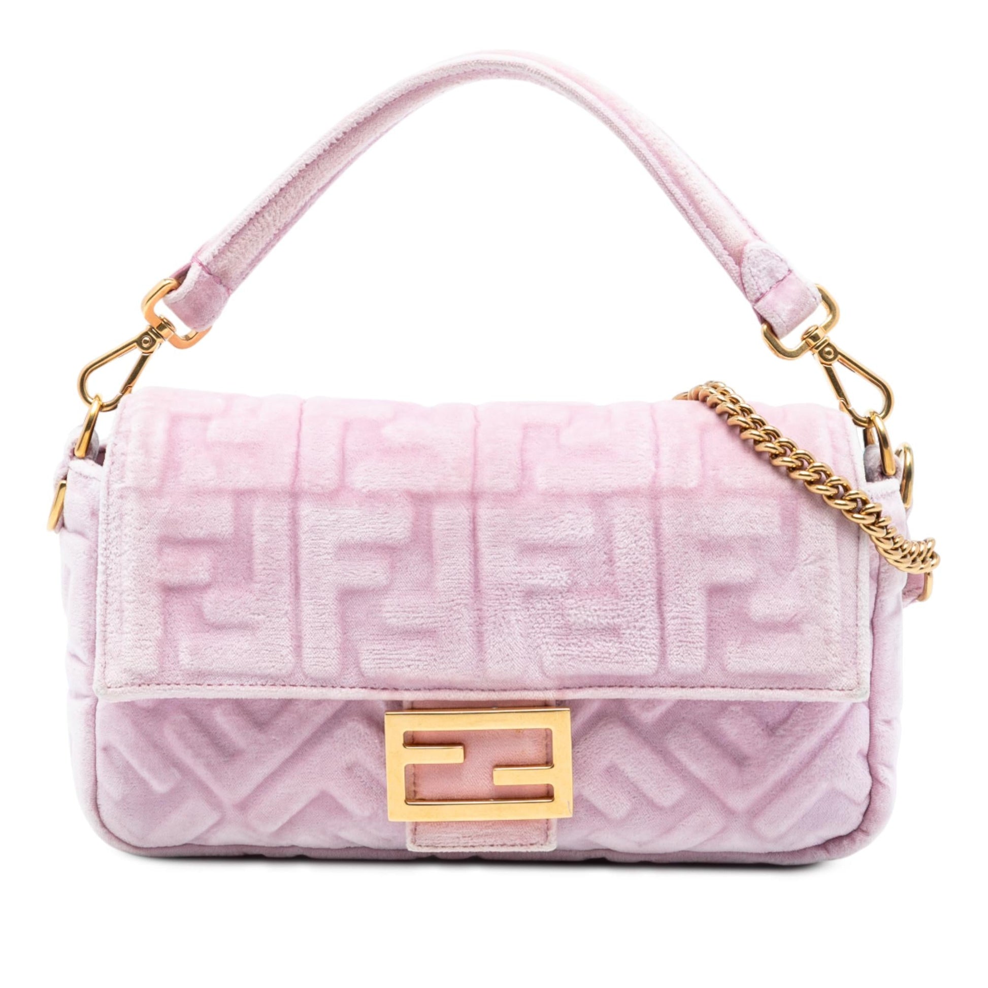 Fendi Zucca Velvet Baguette Satchel Embossed Satchel Bag