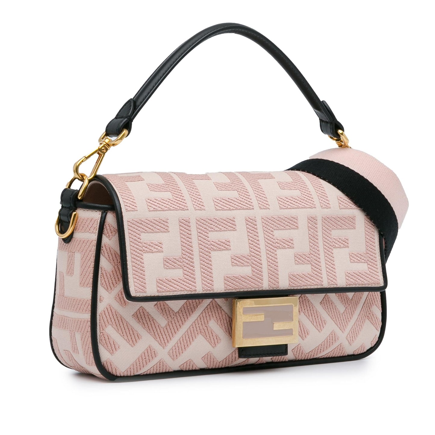 Fendi Zucca Baguette Satchel Shg 3Y1Aja Embroidered Satchel Bag