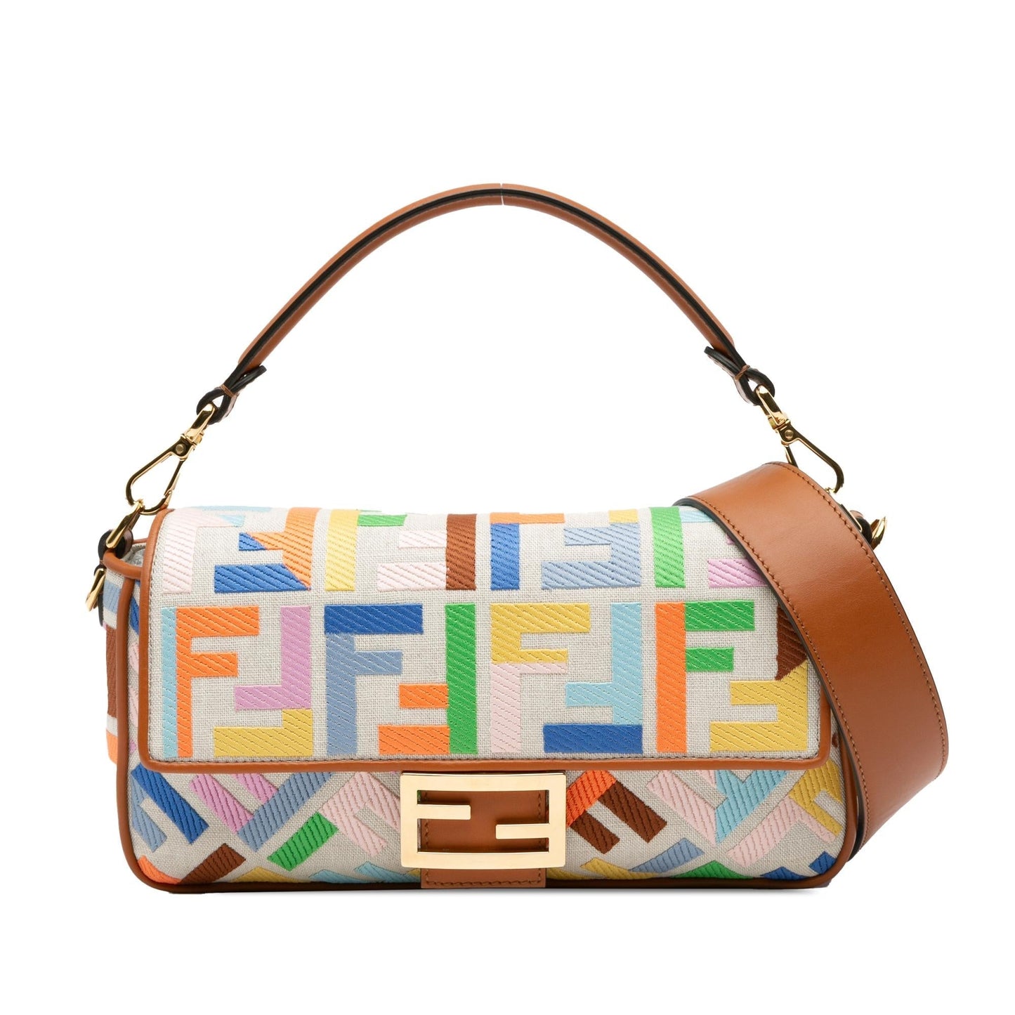 Fendi Zucca Baguette Satchel Canvas Embroidered Satchel Bag Satchel Shg Xxhste