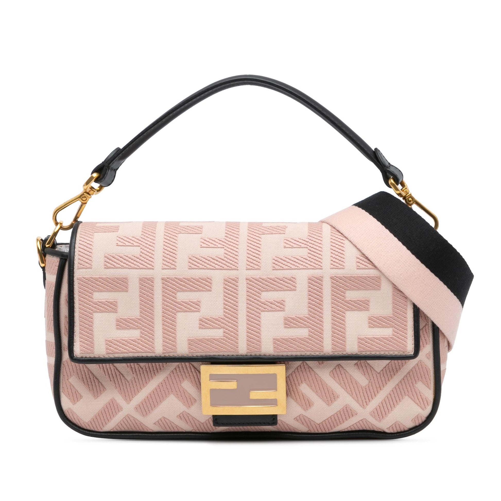 Fendi Zucca Baguette Satchel Canvas Embroidered Satchel Bag Satchel Shg Ytxutq