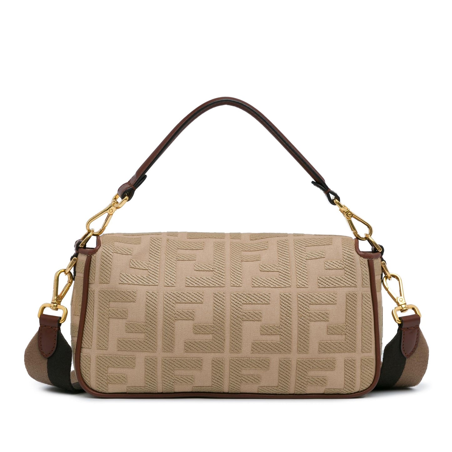 Fendi Zucca Baguette Satchel Canvas Embroidered Satchel Bag Shg Yd Zr