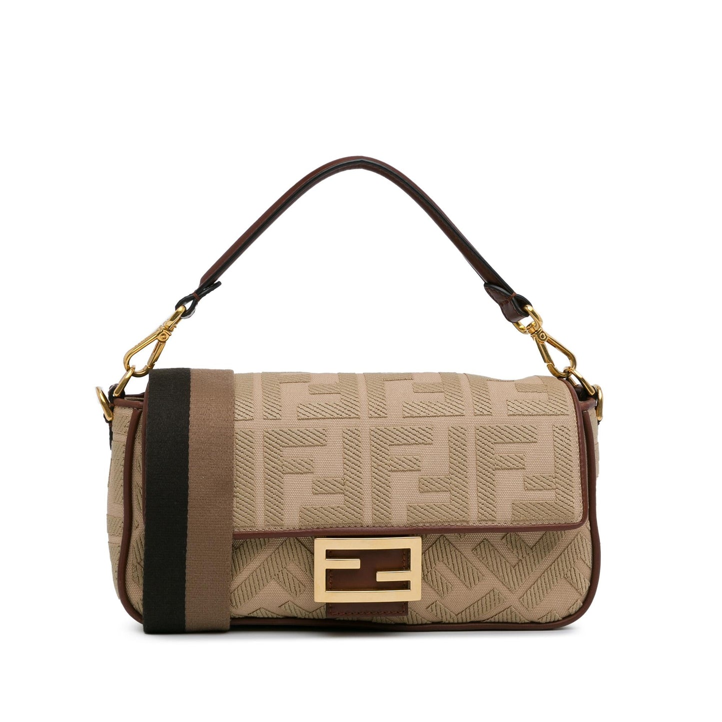 Fendi Zucca Baguette Satchel Canvas Embroidered Satchel Bag Shg Yd Zr