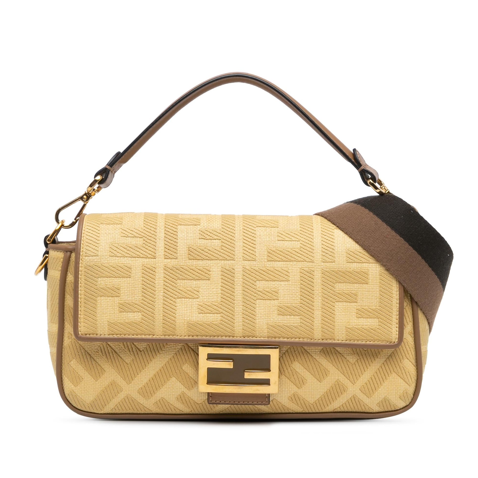 Fendi Zucca Baguette Satchel Canvas Embroidered Satchel Bag Satchel Shg Okyncz