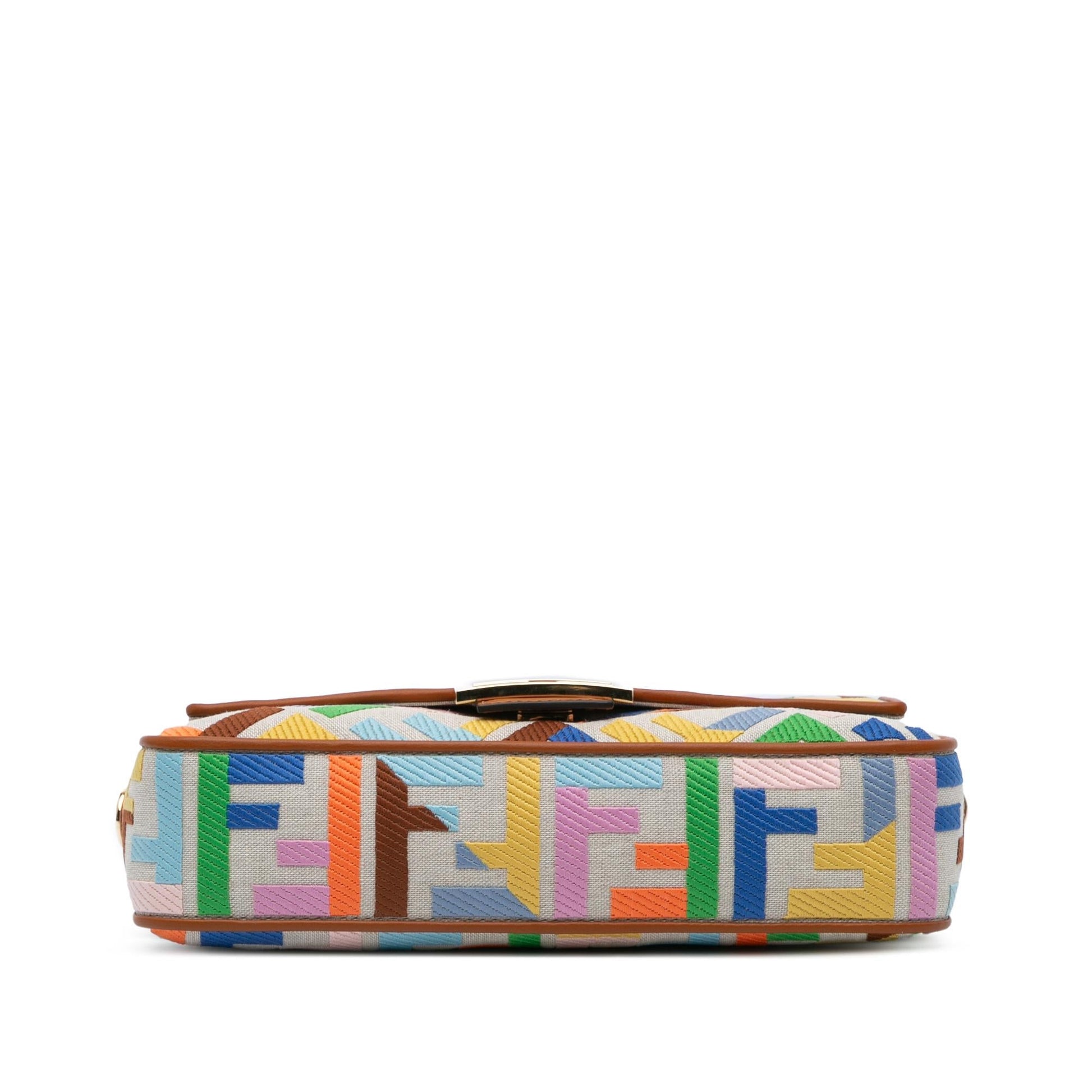 Fendi Zucca Baguette Satchel Canvas Embroidered Satchel Bag Canvas Baguette Satchel