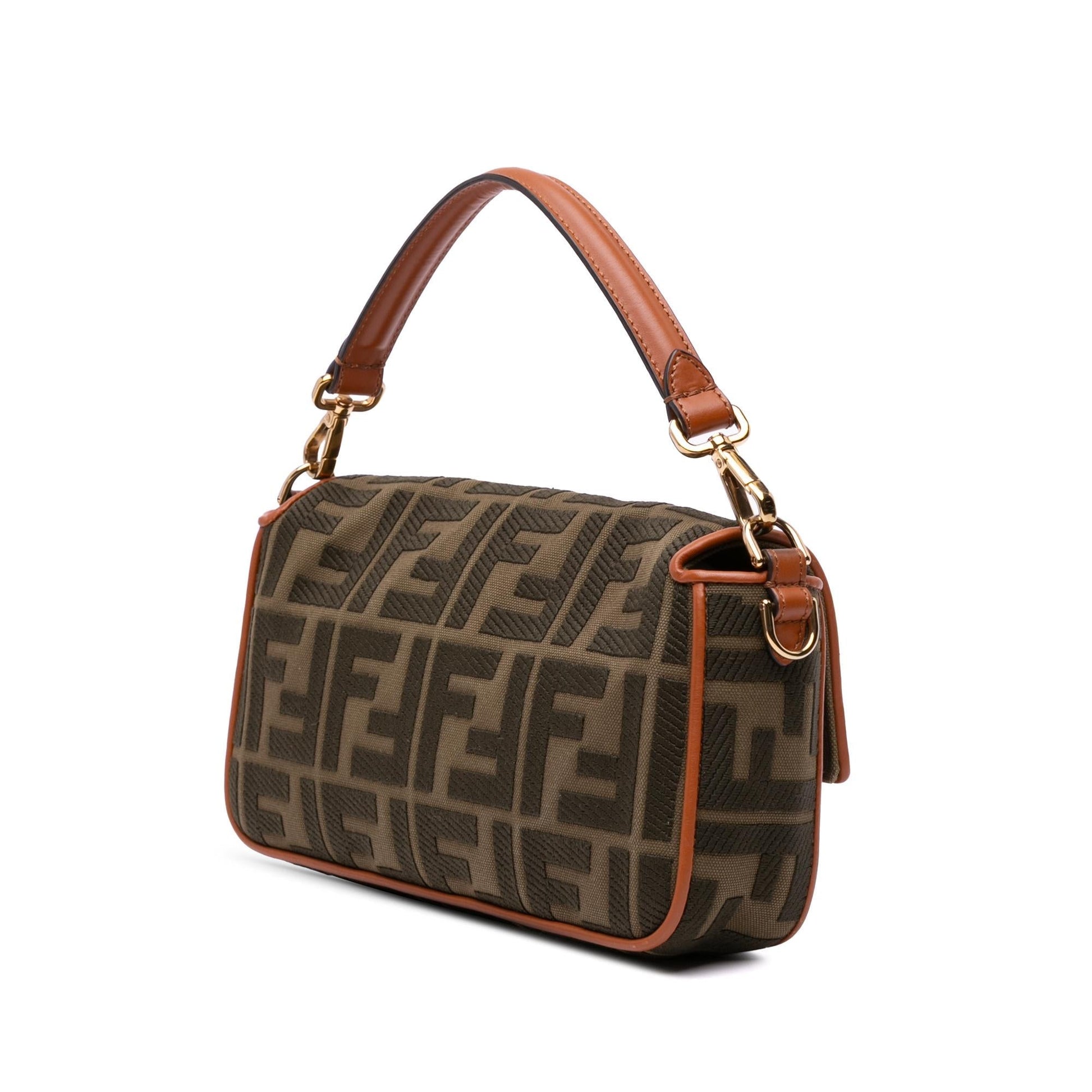Fendi Zucca Baguette Satchel Canvas Embroidered Satchel Bag Baguette Satchel 4