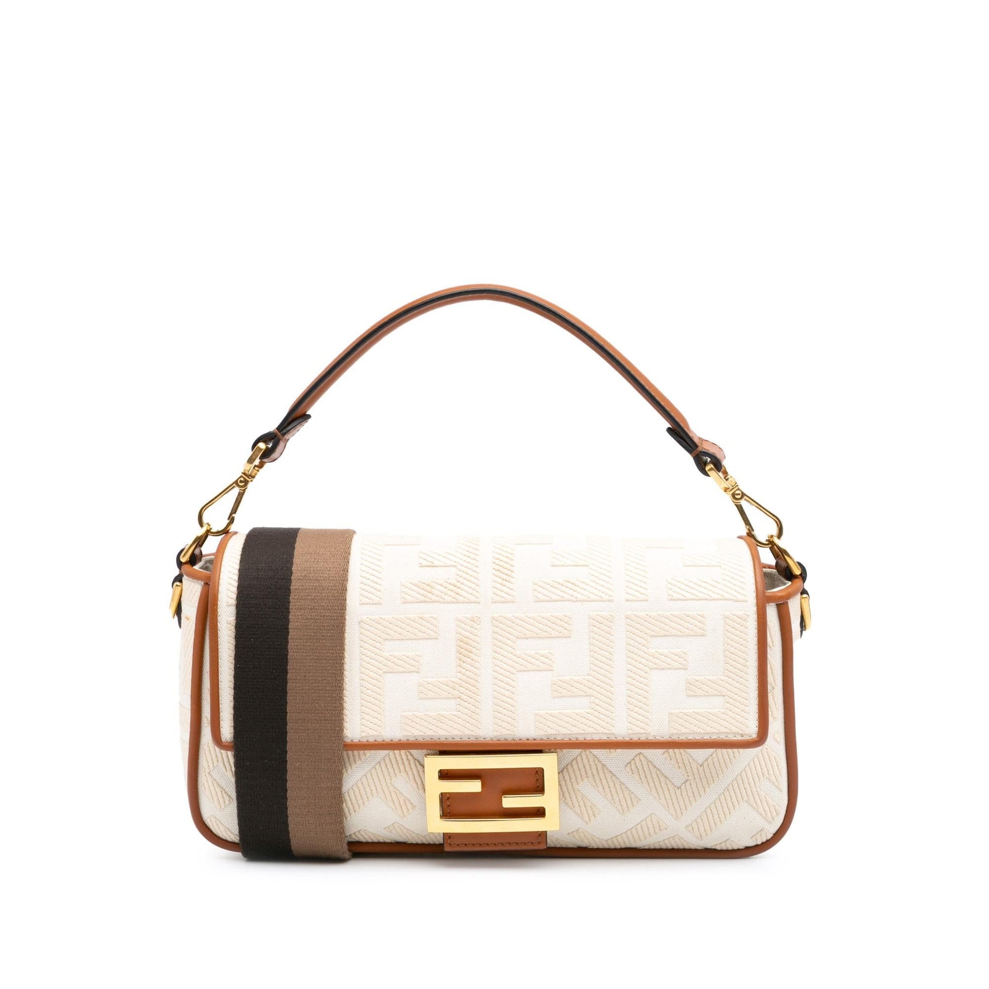 Fendi Zucca Baguette Satchel Canvas Embroidered Satchel Bag Baguette Satchel 8