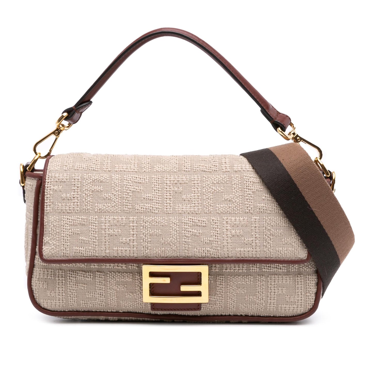 Fendi Zucca Baguette Satchel Canvas Embroidered Satchel Bag Baguette Satchel 16