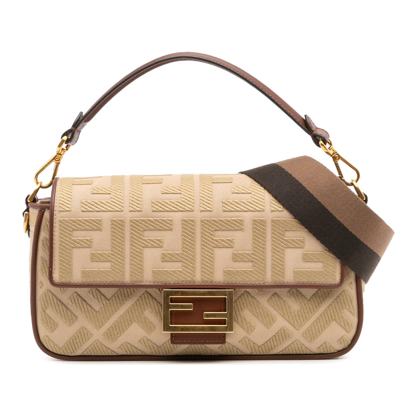 Fendi Zucca Baguette Satchel Canvas Embroidered Satchel Bag Baguette Satchel 18