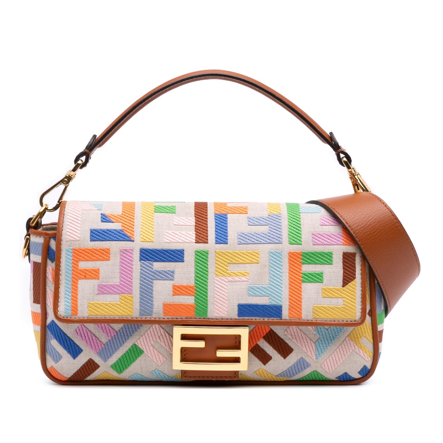 Fendi Zucca Baguette Satchel Canvas Embroidered Satchel Bag Baguette Satchel 17