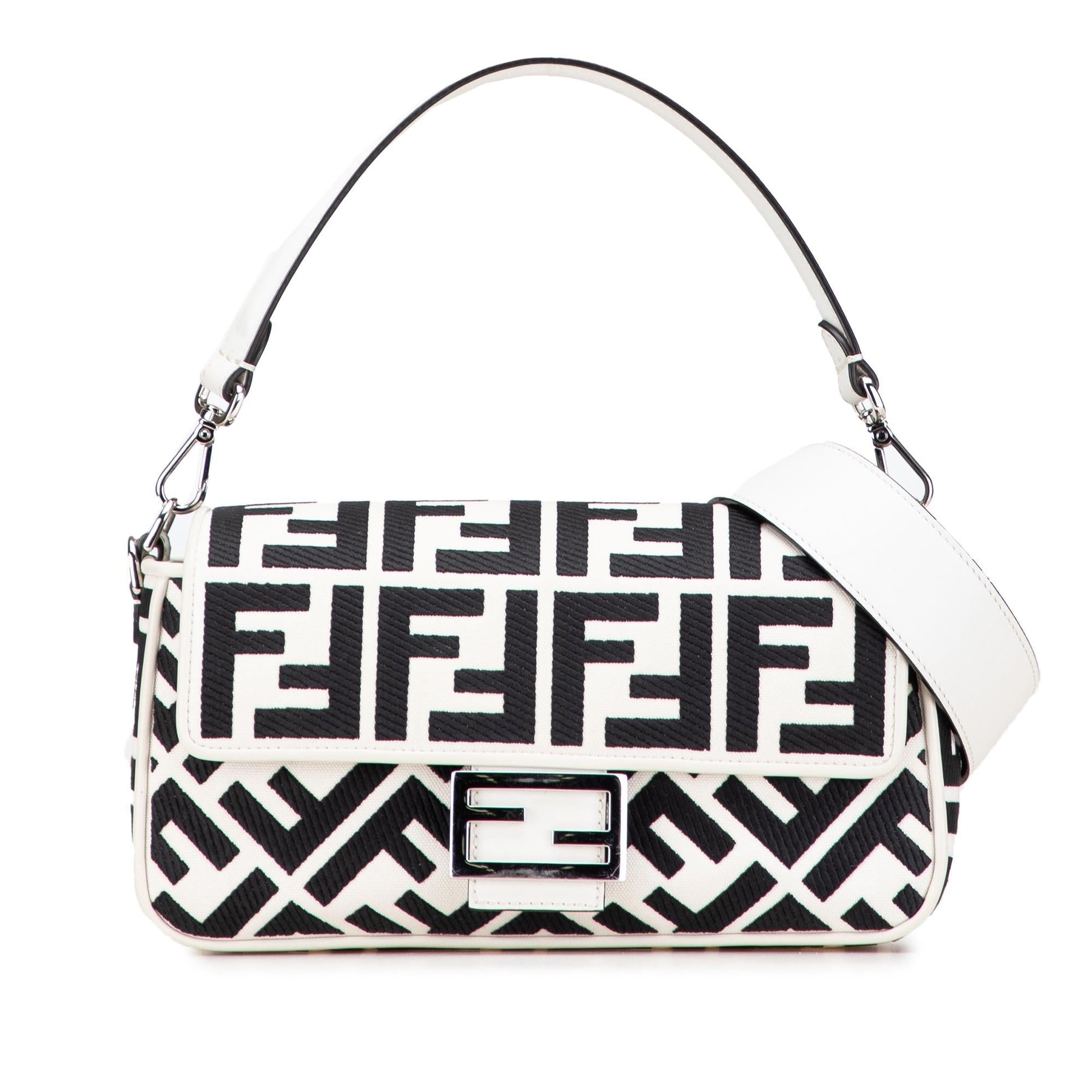 Fendi Zucca Baguette Satchel Canvas Embroidered Satchel Bag Baguette Satchel 22