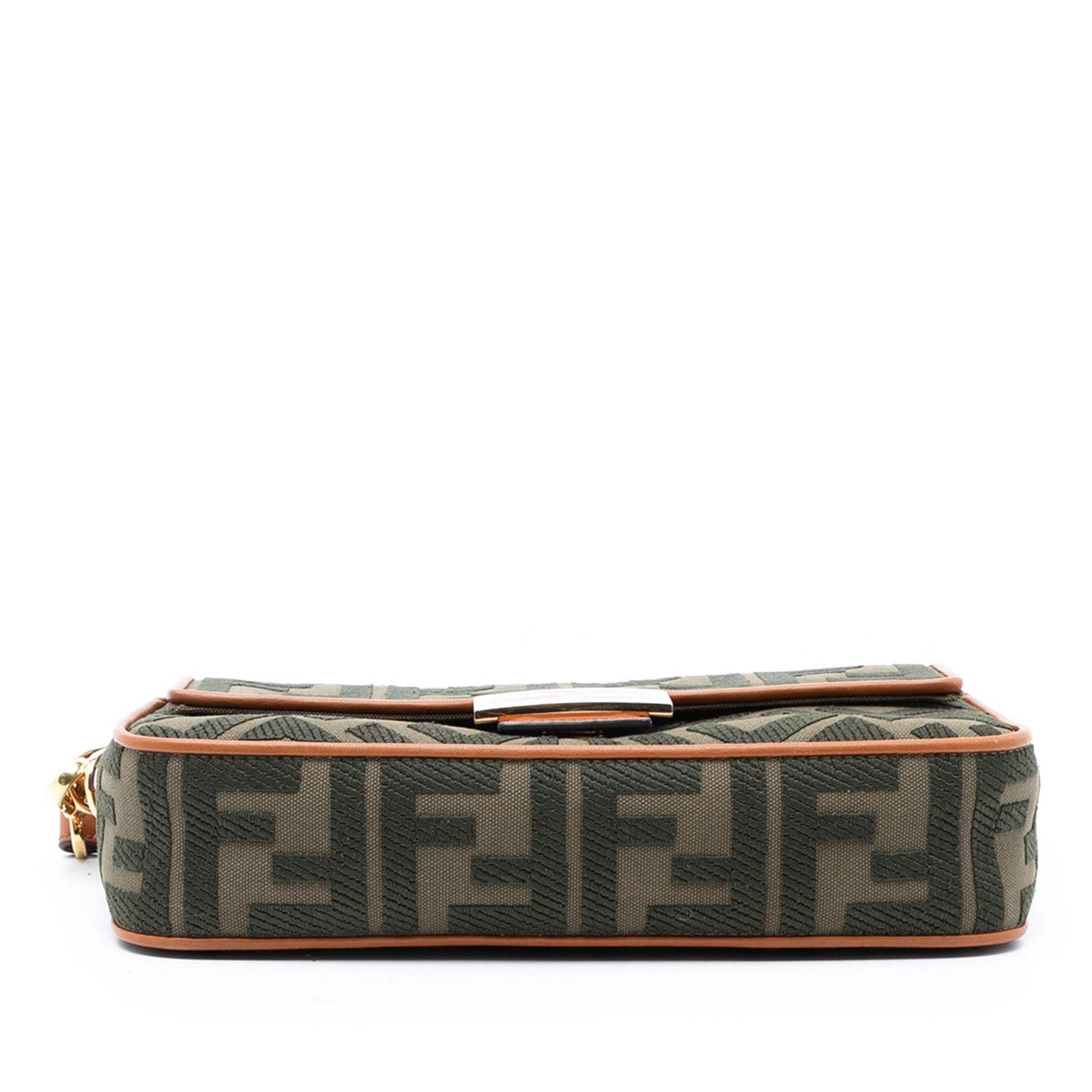 Fendi Zucca Baguette Satchel Canvas Embroidered Satchel Bag