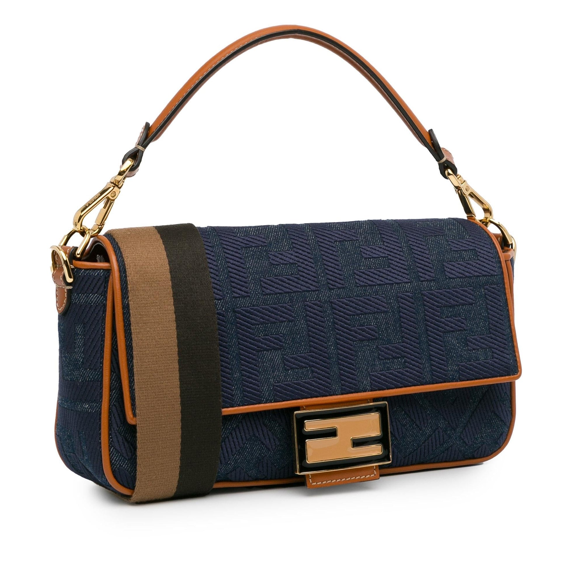 Fendi Zucca Baguette Satchel Shg Oiaeab Denim Embroidered Satchel Bag