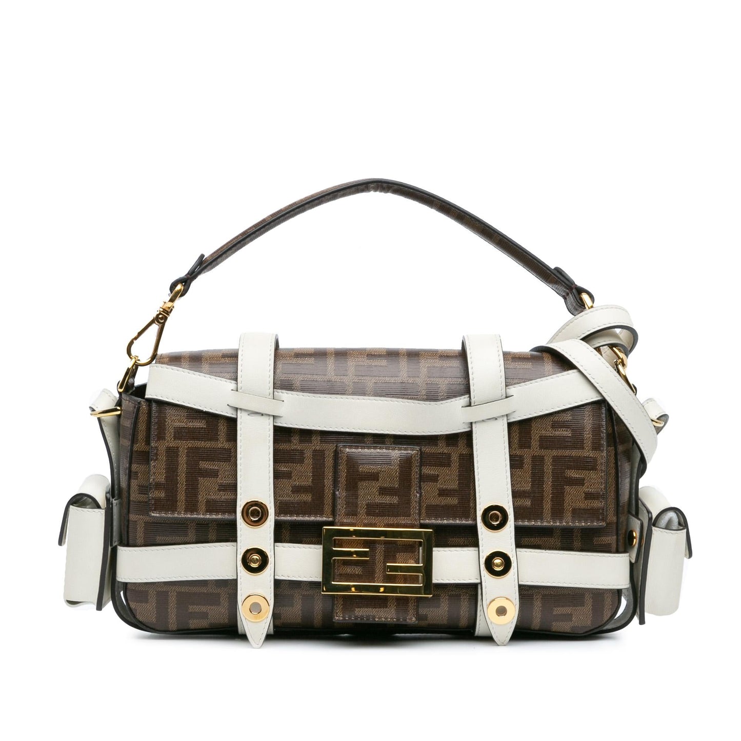 Fendi Zucca Glazed Fabric Cage Baguette Satchel Satchel Bag