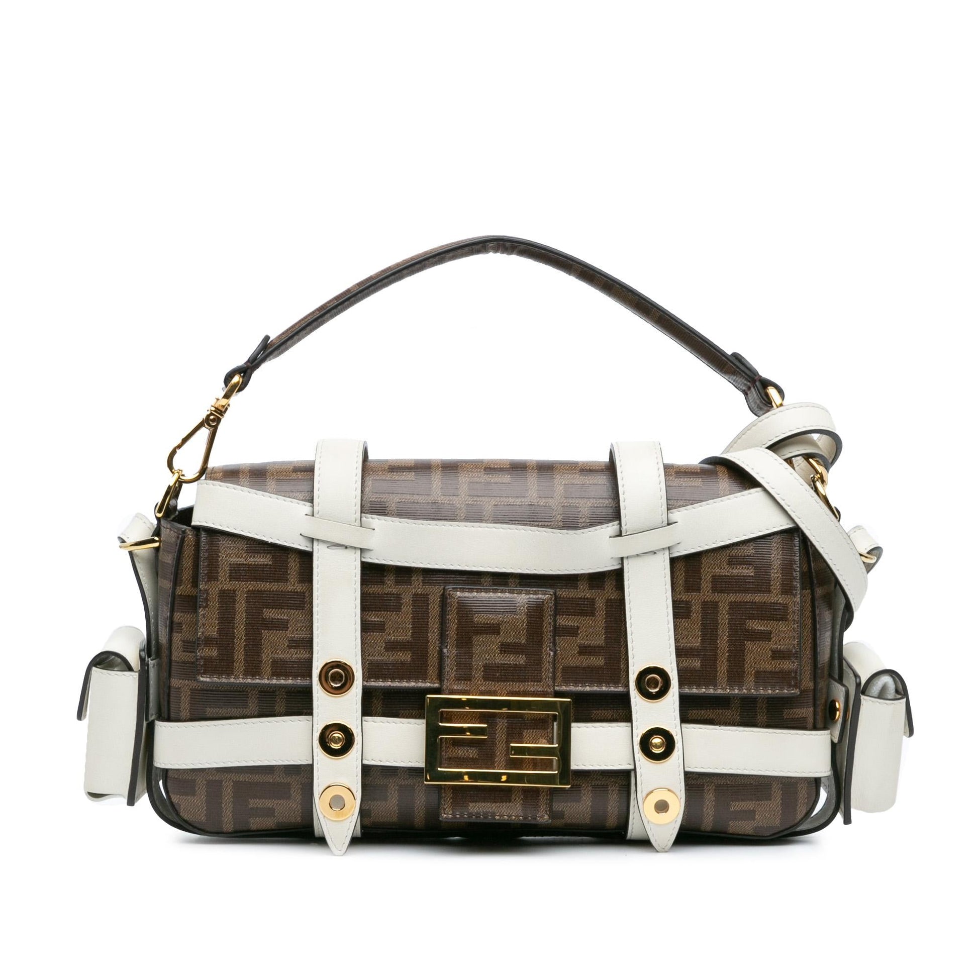Fendi Zucca Glazed Fabric Cage Baguette Satchel Satchel Bag