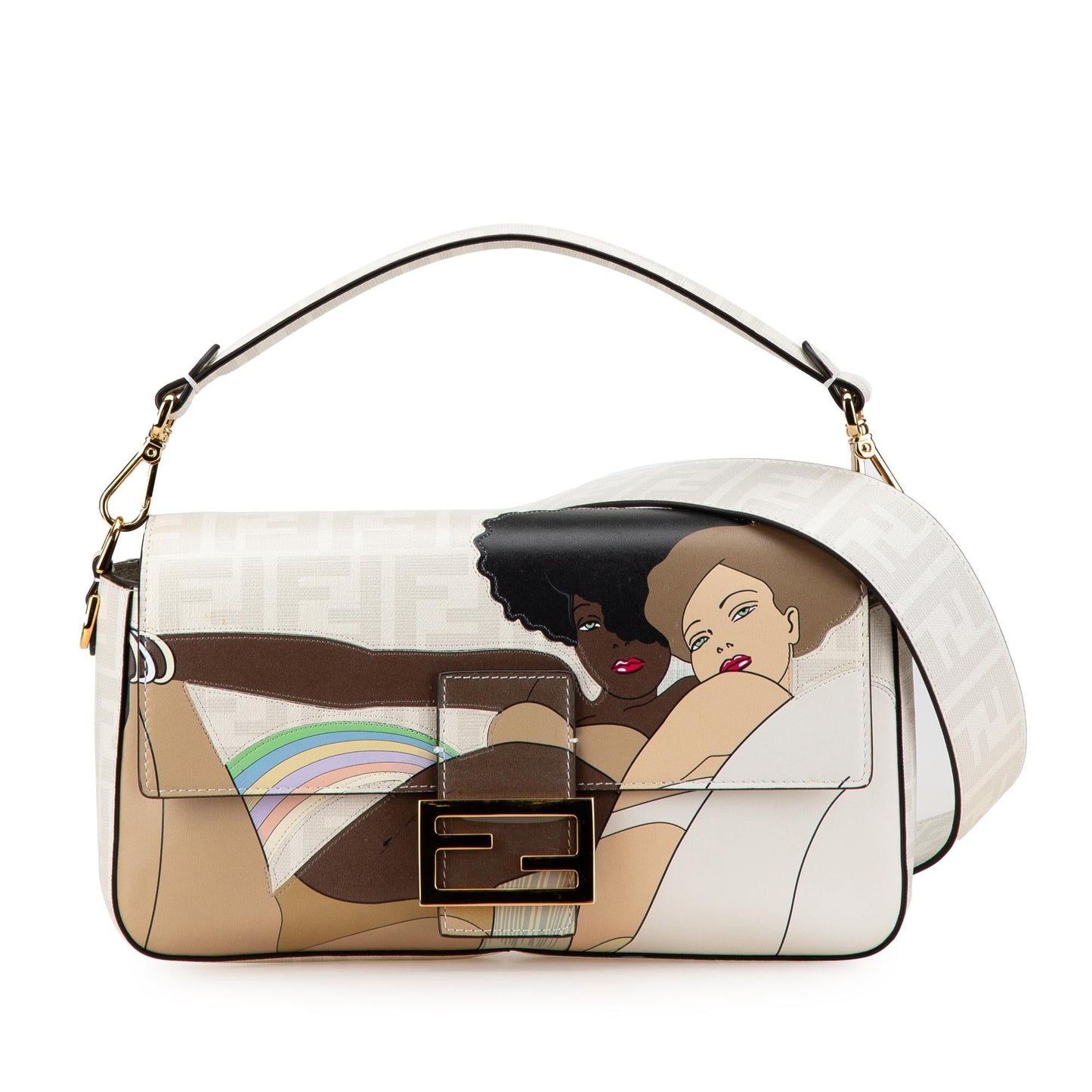 Fendi Zucca Graphic Print Coated Bikini Girls Baguette Satchel Canvas Satchel Bag Satchel Shg M98Lh0