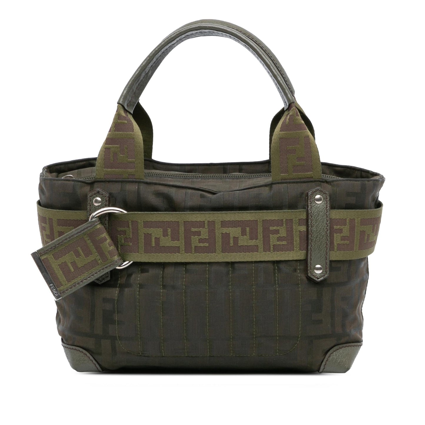 Fendi Zucca Code Handbag Nylon Zip Satchel Bag Code Handbag 1