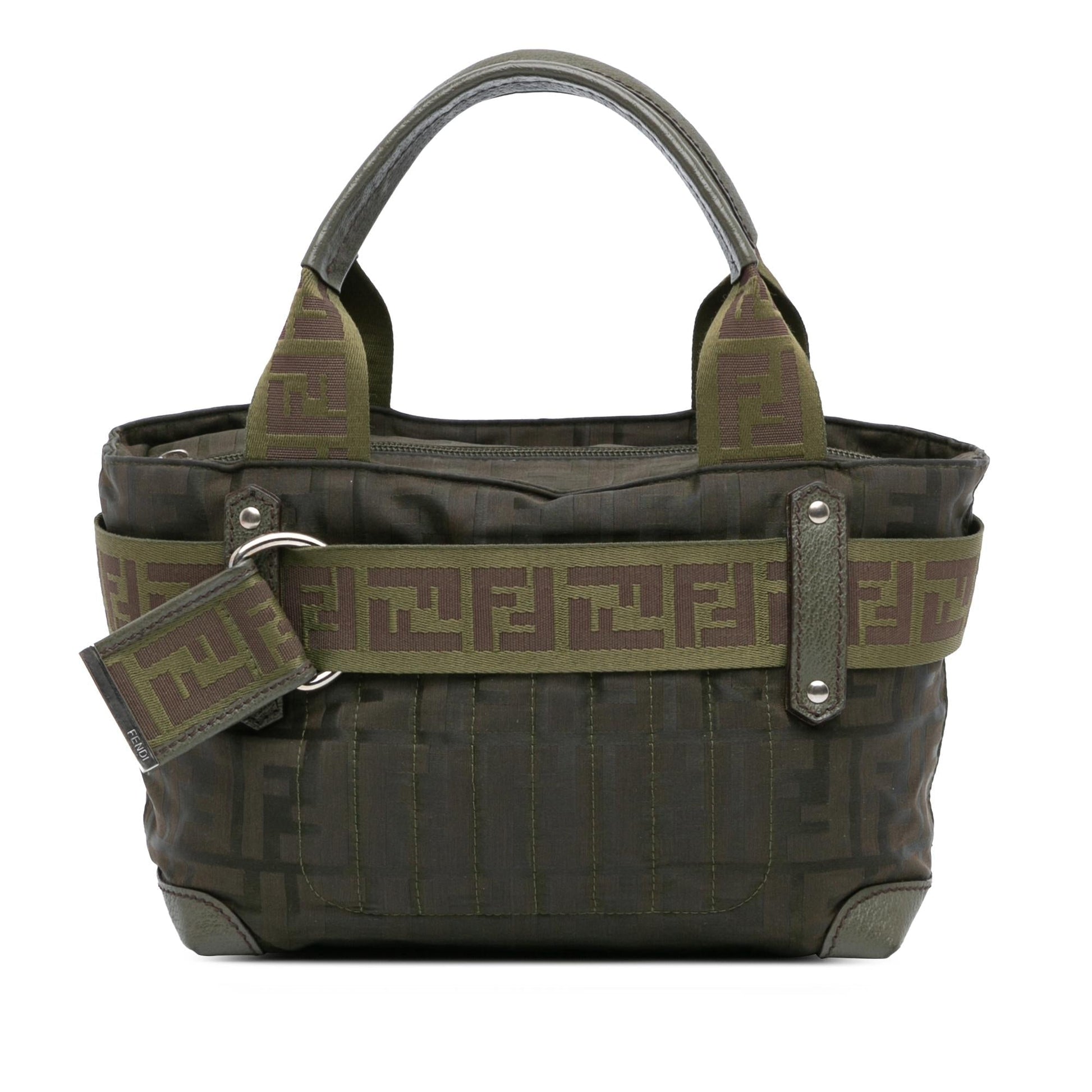 Fendi Zucca Code Handbag Nylon Zip Satchel Bag Code Handbag 1