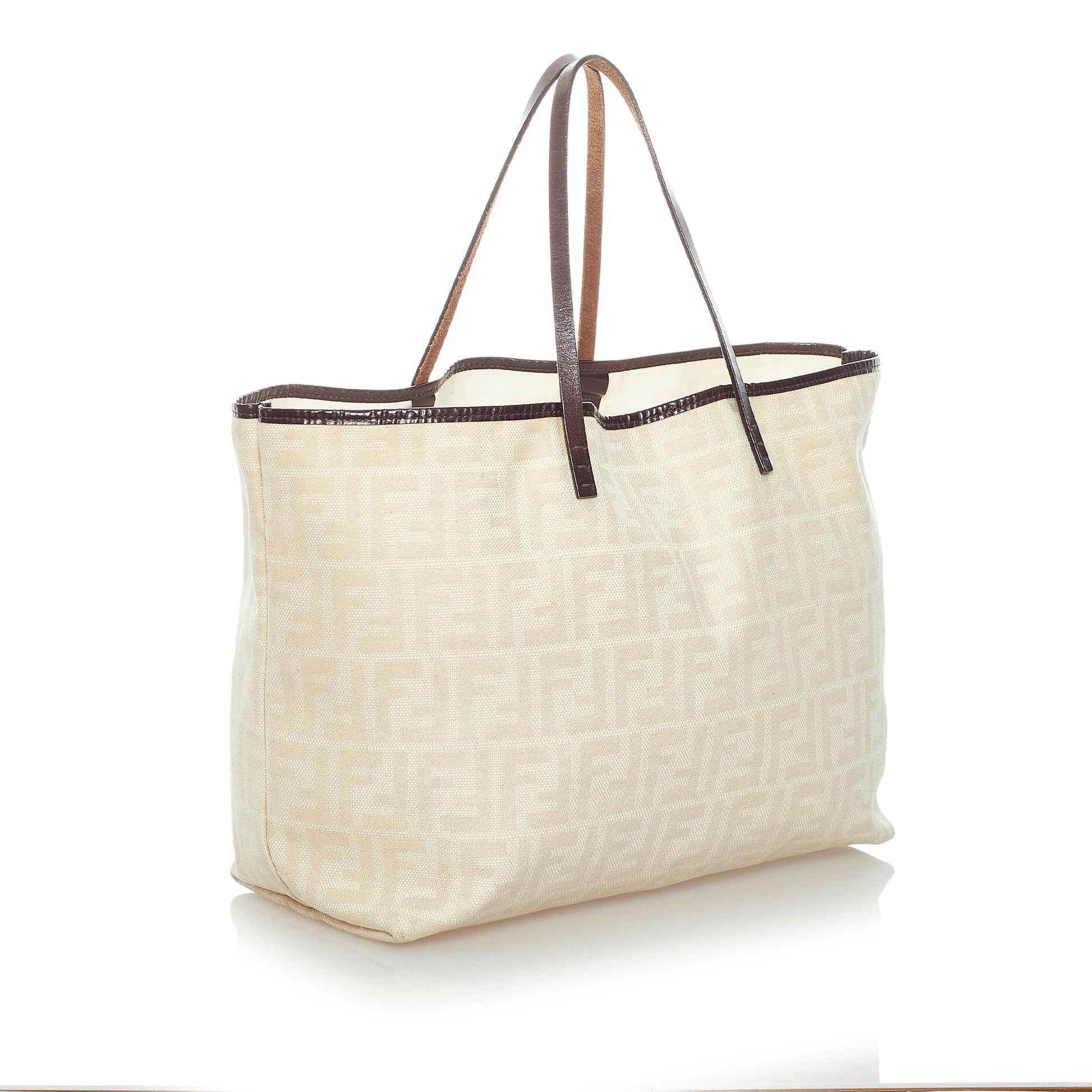 Fendi Zucca Roll Coated Tote Bag Shg Canvas