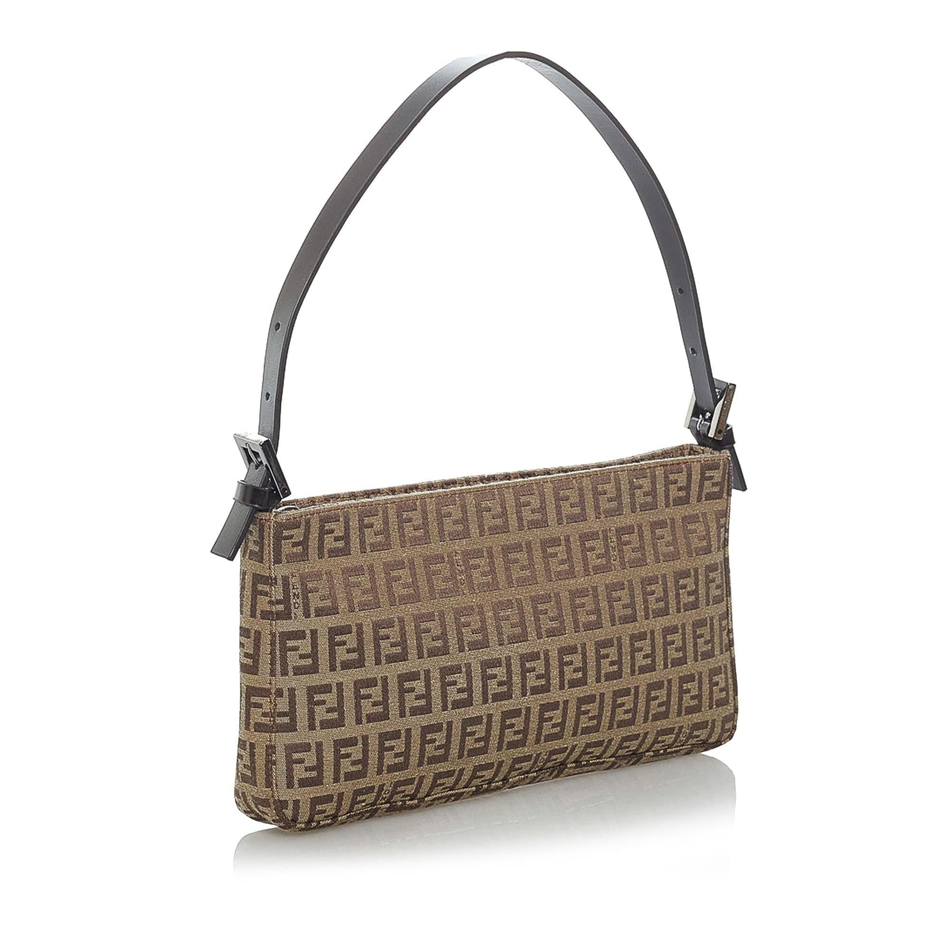 Fendi Zucchino Baguette Shg Handbag Canvas Shoulder Bag Baguette Shg 29391