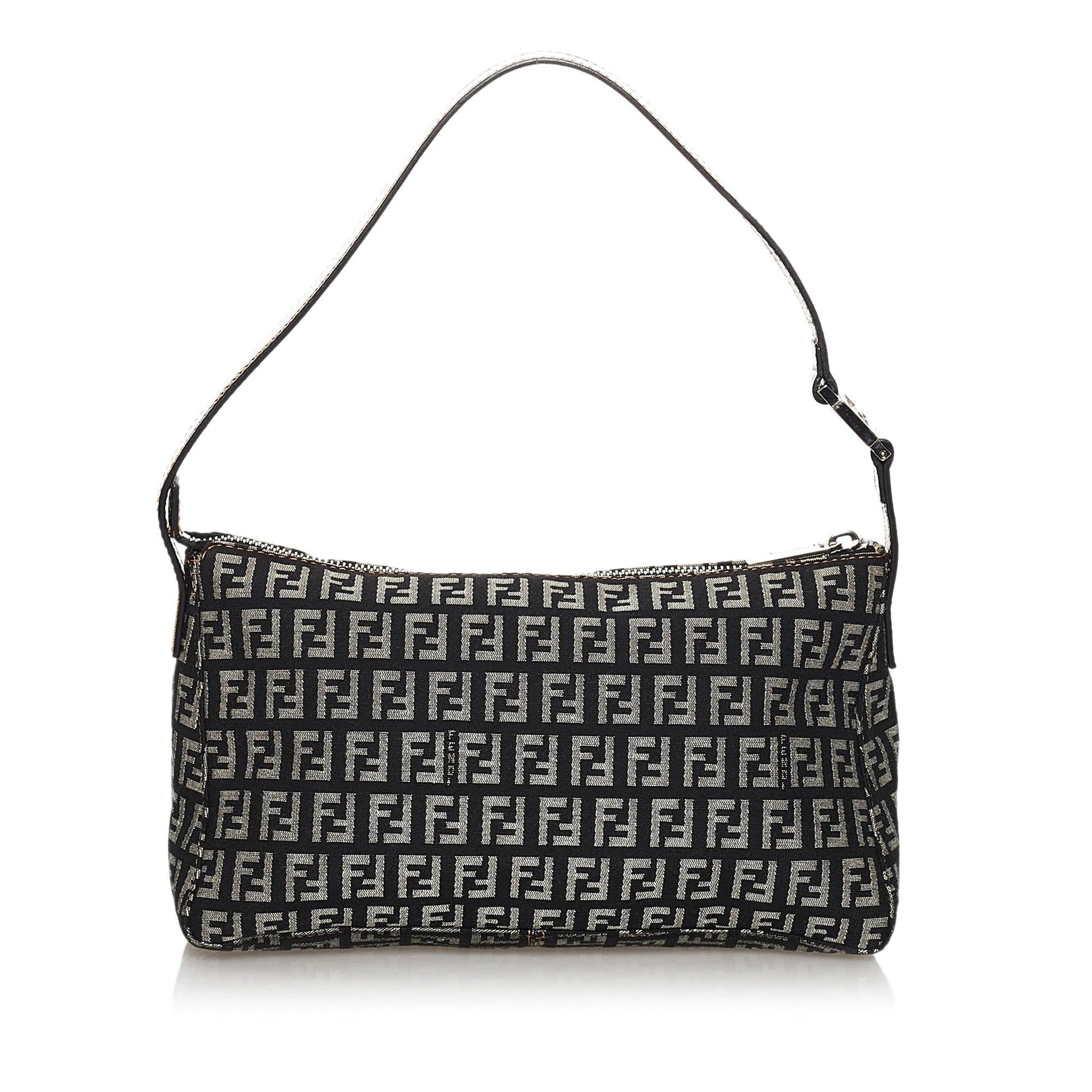 Fendi Zucchino Baguette Shg Handbag Canvas Shoulder Bag Baguette Shg 30041