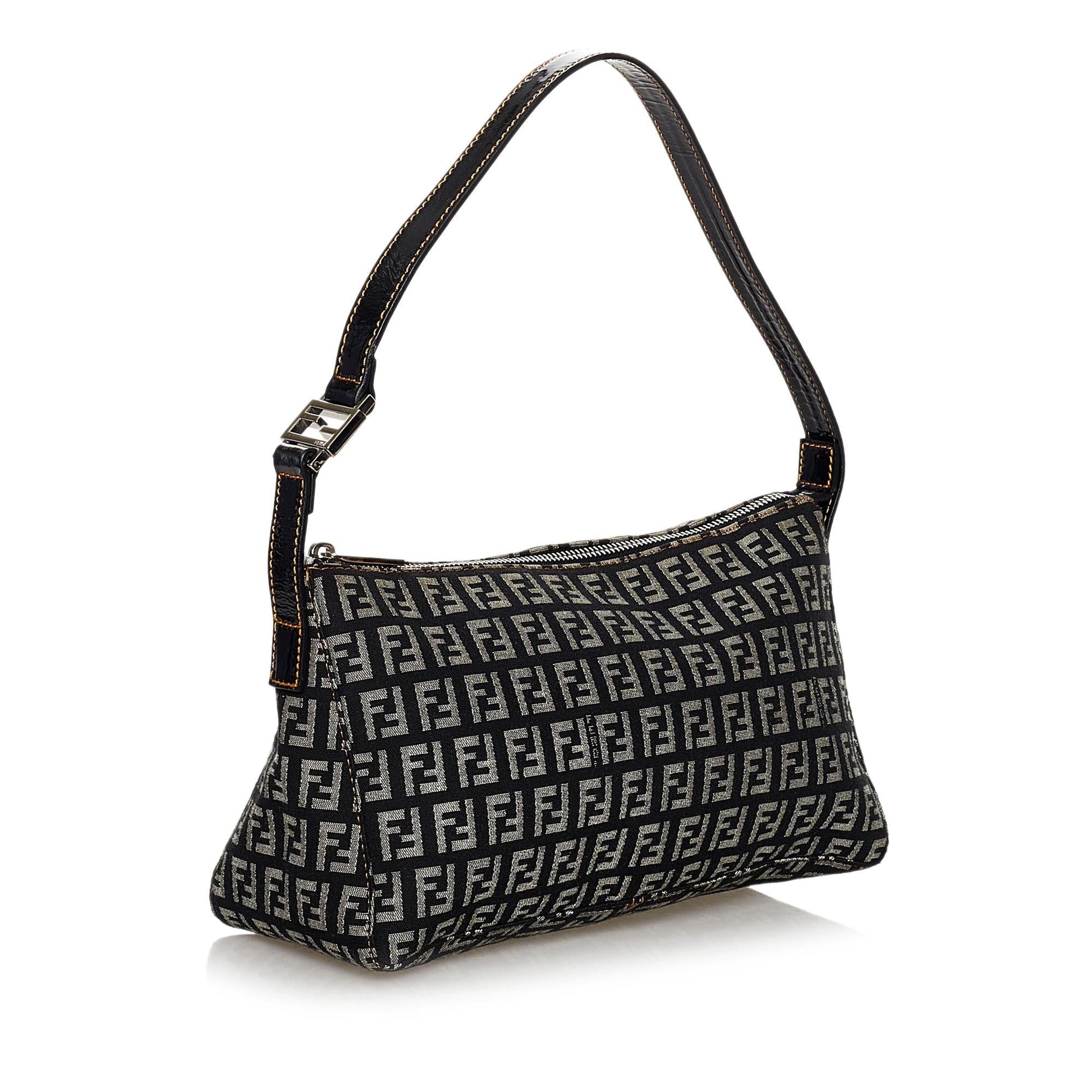 Fendi Zucchino Baguette Shg Handbag Canvas Shoulder Bag Baguette Shg 30041