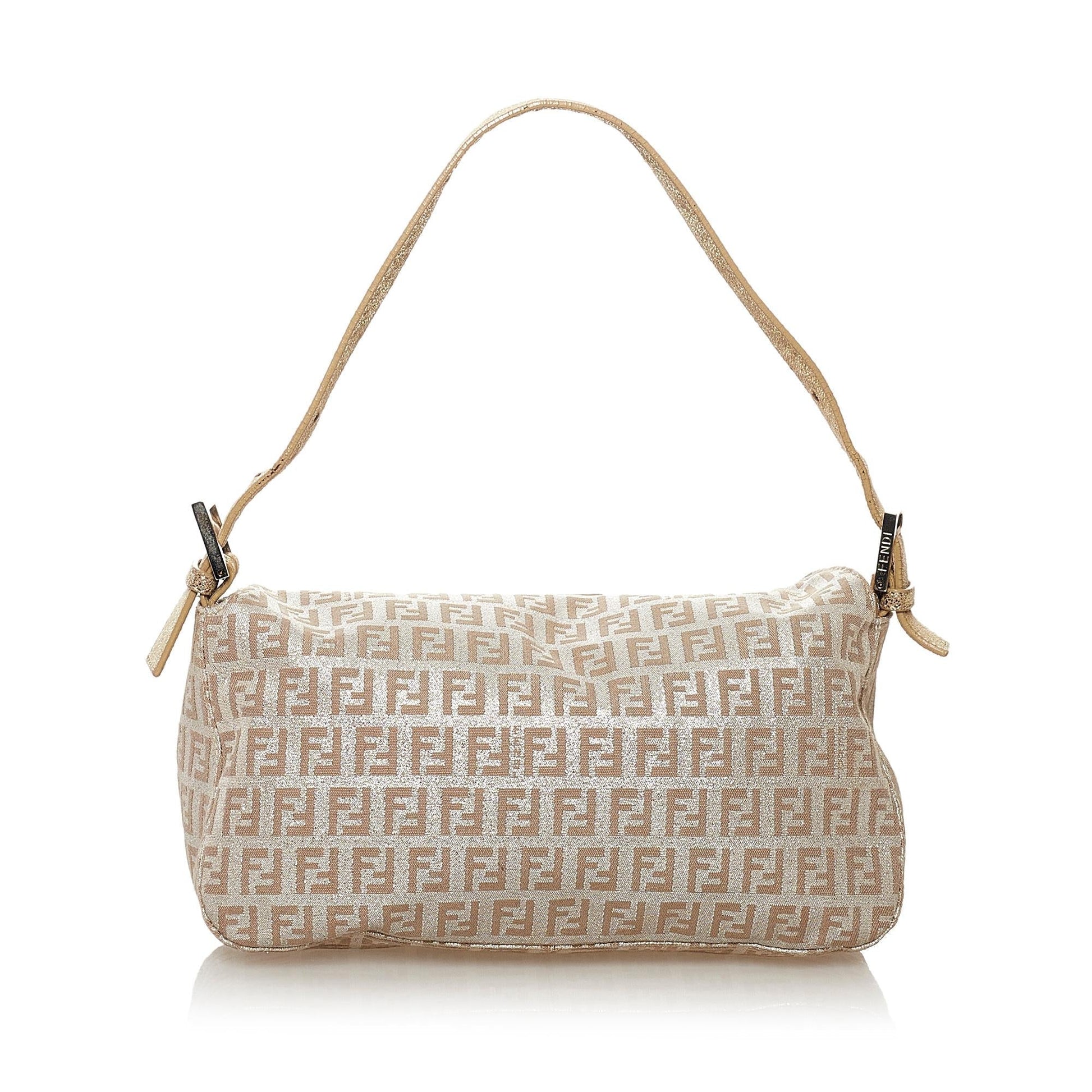 Fendi Zucchino Baguette Shg Handbag Canvas Shoulder Bag