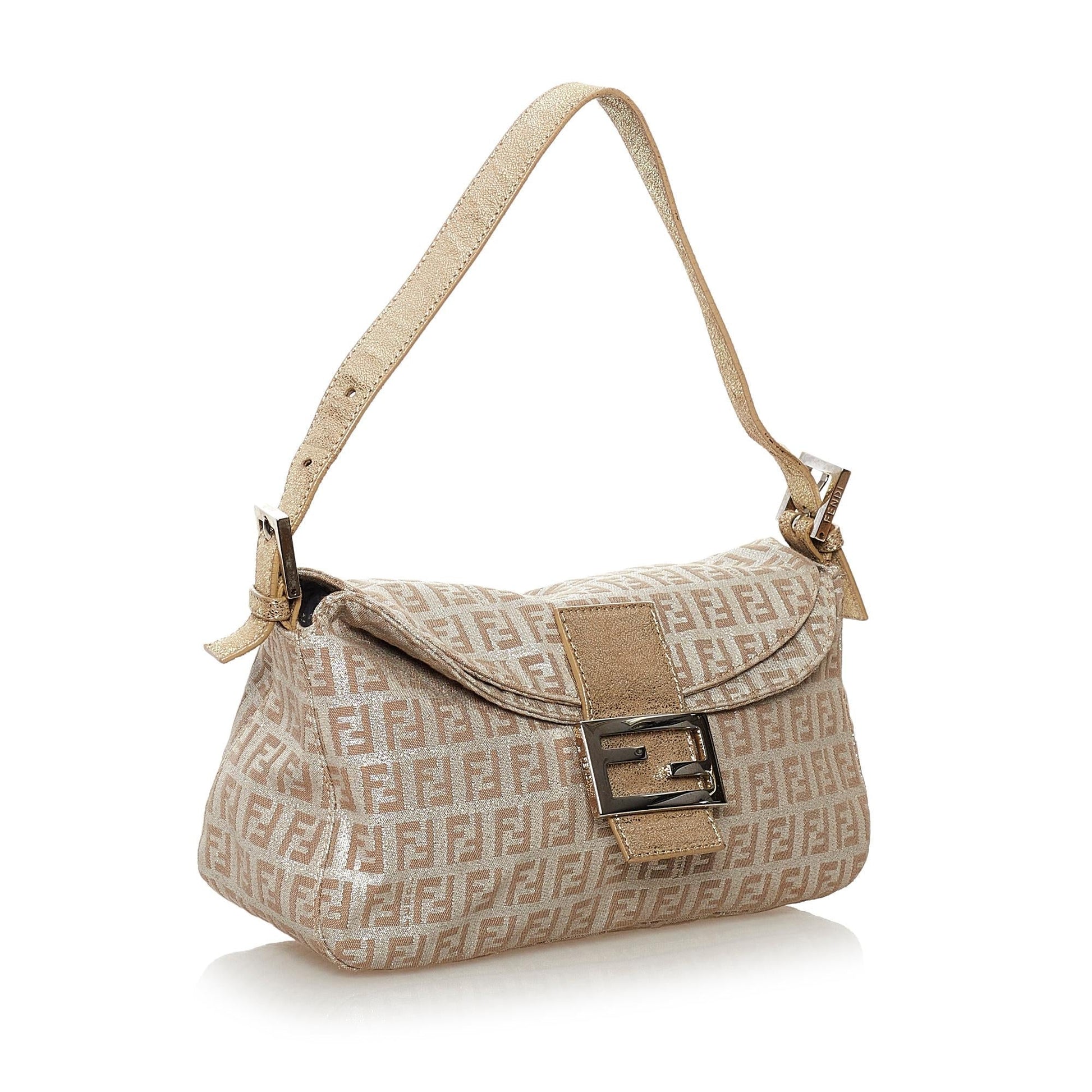 Fendi Zucchino Baguette Shg Handbag Canvas Shoulder Bag