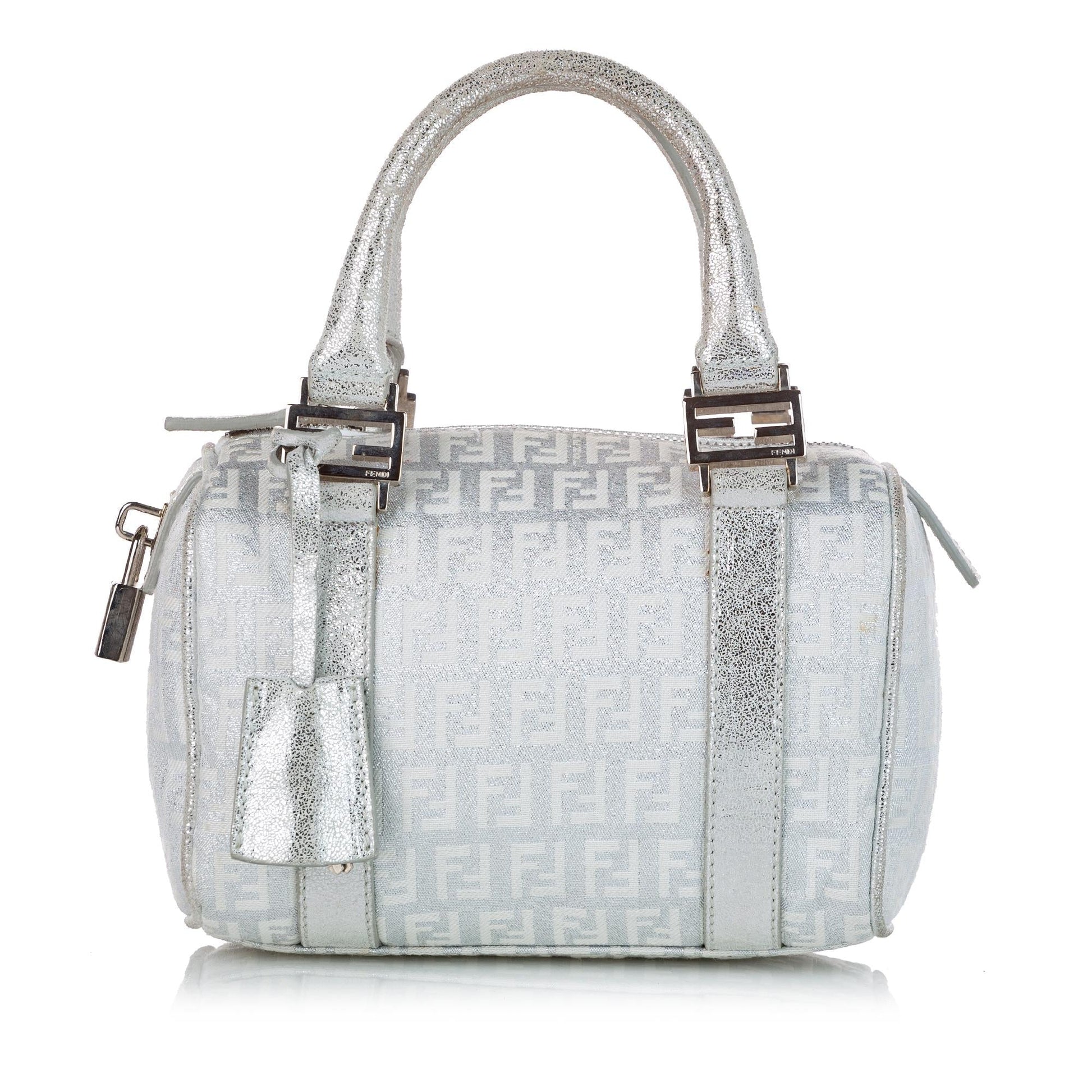 Fendi Zucchino Boston Bag Shg Canvas Satchel Bag