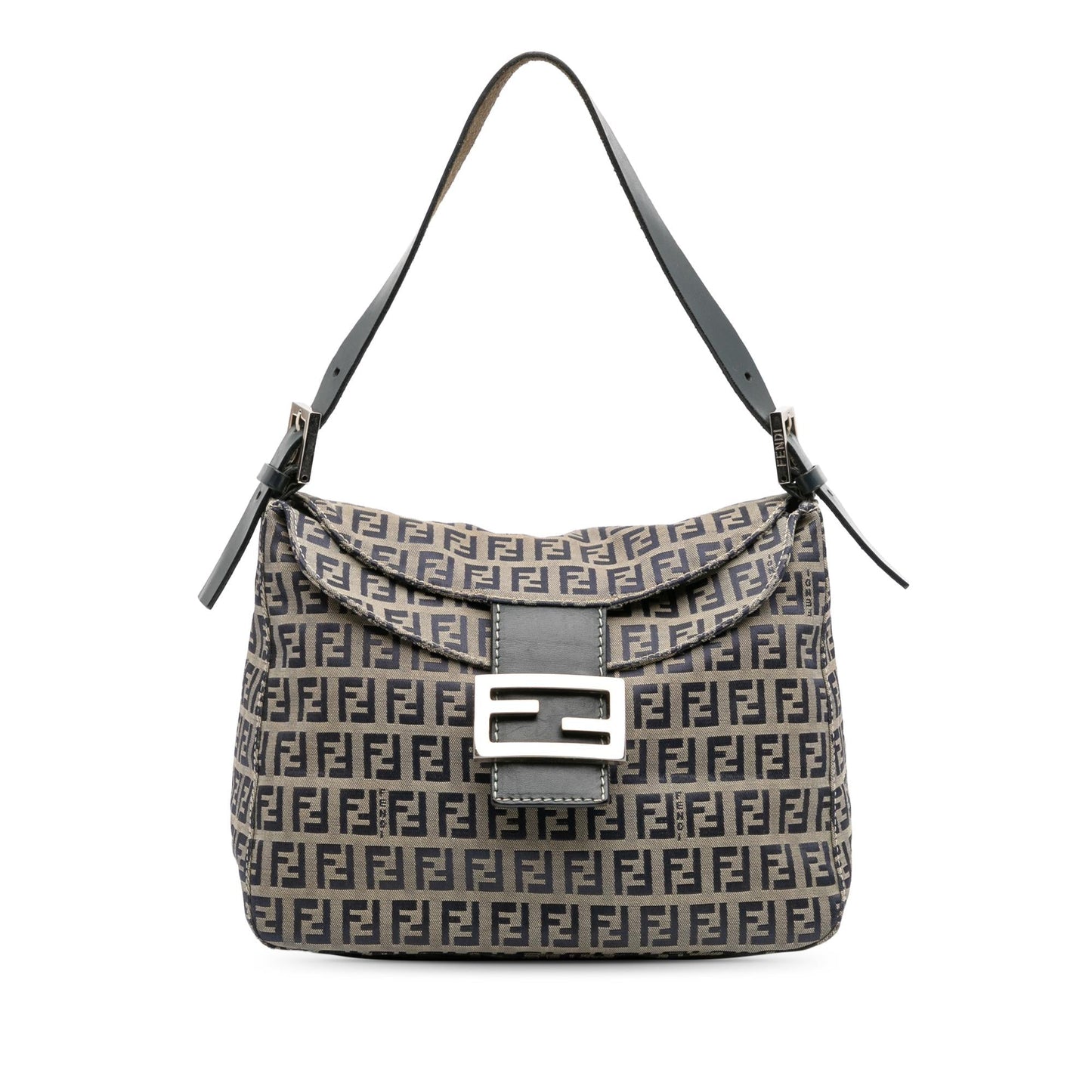 Fendi Zucchino Double Mamma Shoulder Bag Canvas Flap