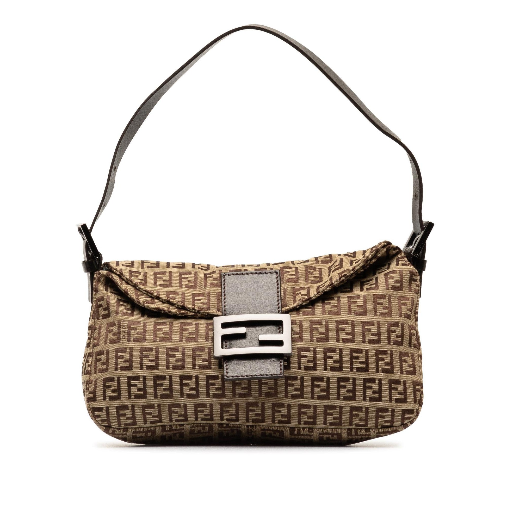 Fendi Zucchino Double Shoulder Bag Shg Dmmzhn Canvas Flap