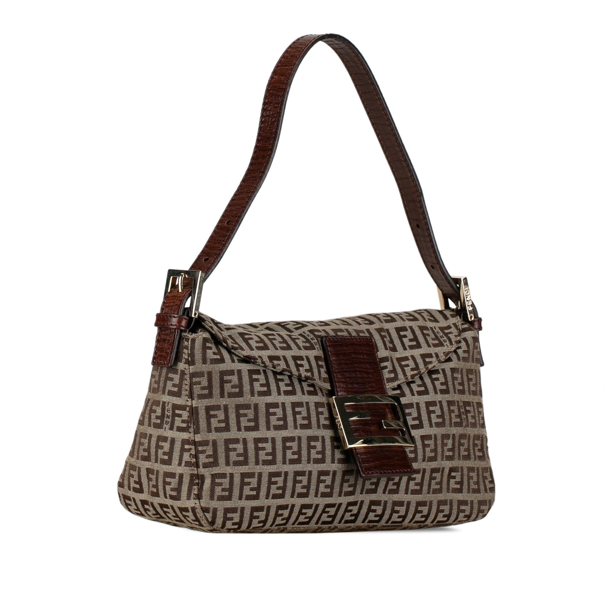 Fendi Zucchino Double Shoulder Bag Shg Mbkffe Canvas Flap