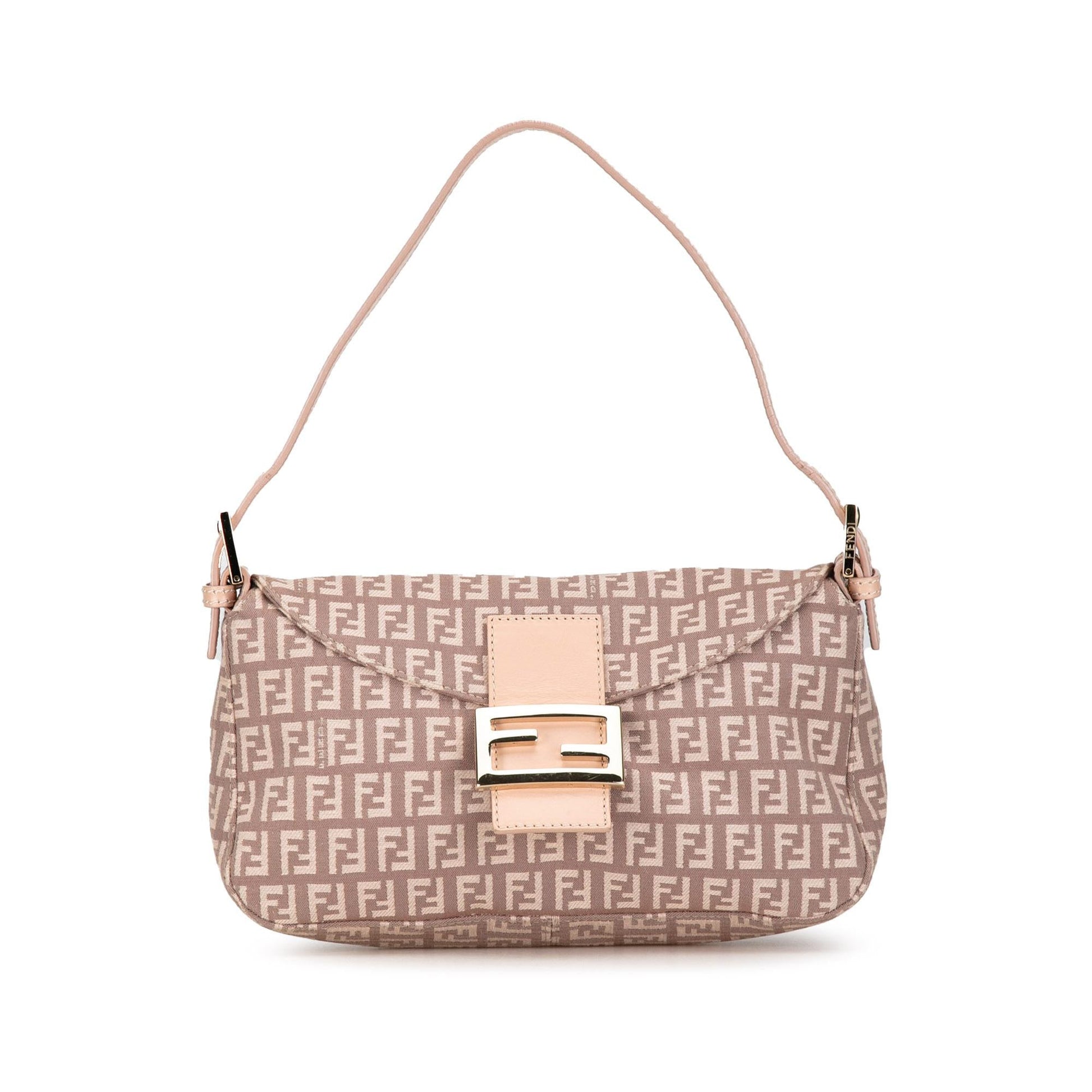 Fendi Zucchino Double Shoulder Bag Shg 8Kx2Pu Canvas Flap
