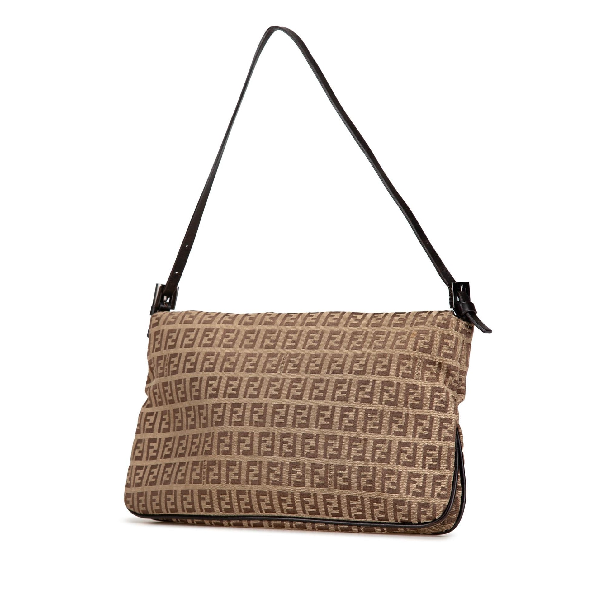 Fendi Zucchino Double Shoulder Bag Canvas Flap Flap Shoulder Bag