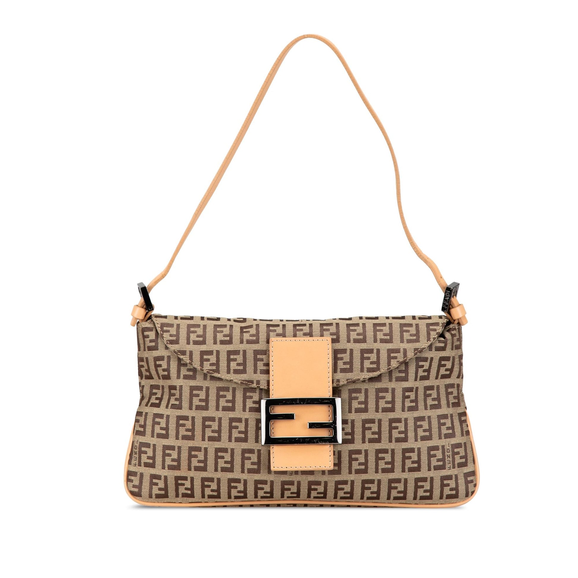 Fendi Zucchino Double Shoulder Bag Canvas Flap Shoulder Bag 1