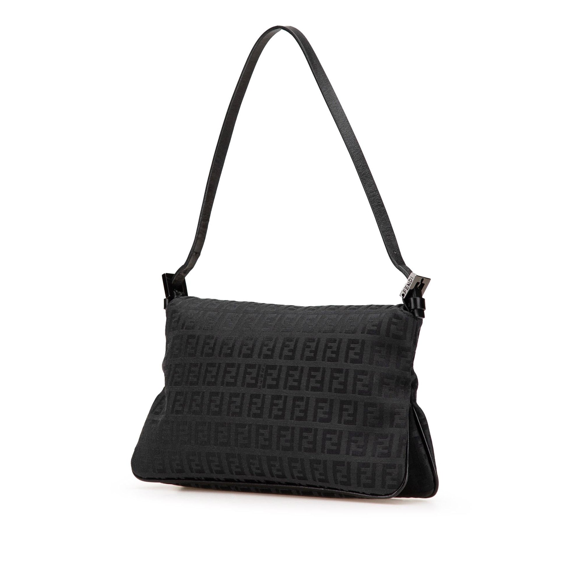 Fendi Zucchino Double Shoulder Bag Canvas Flap