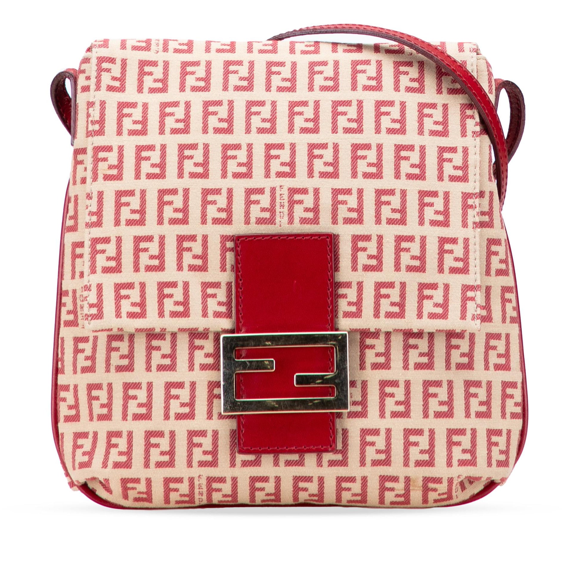 Fendi Zucchino Crossbody Canvas Flap Crossbody Bag