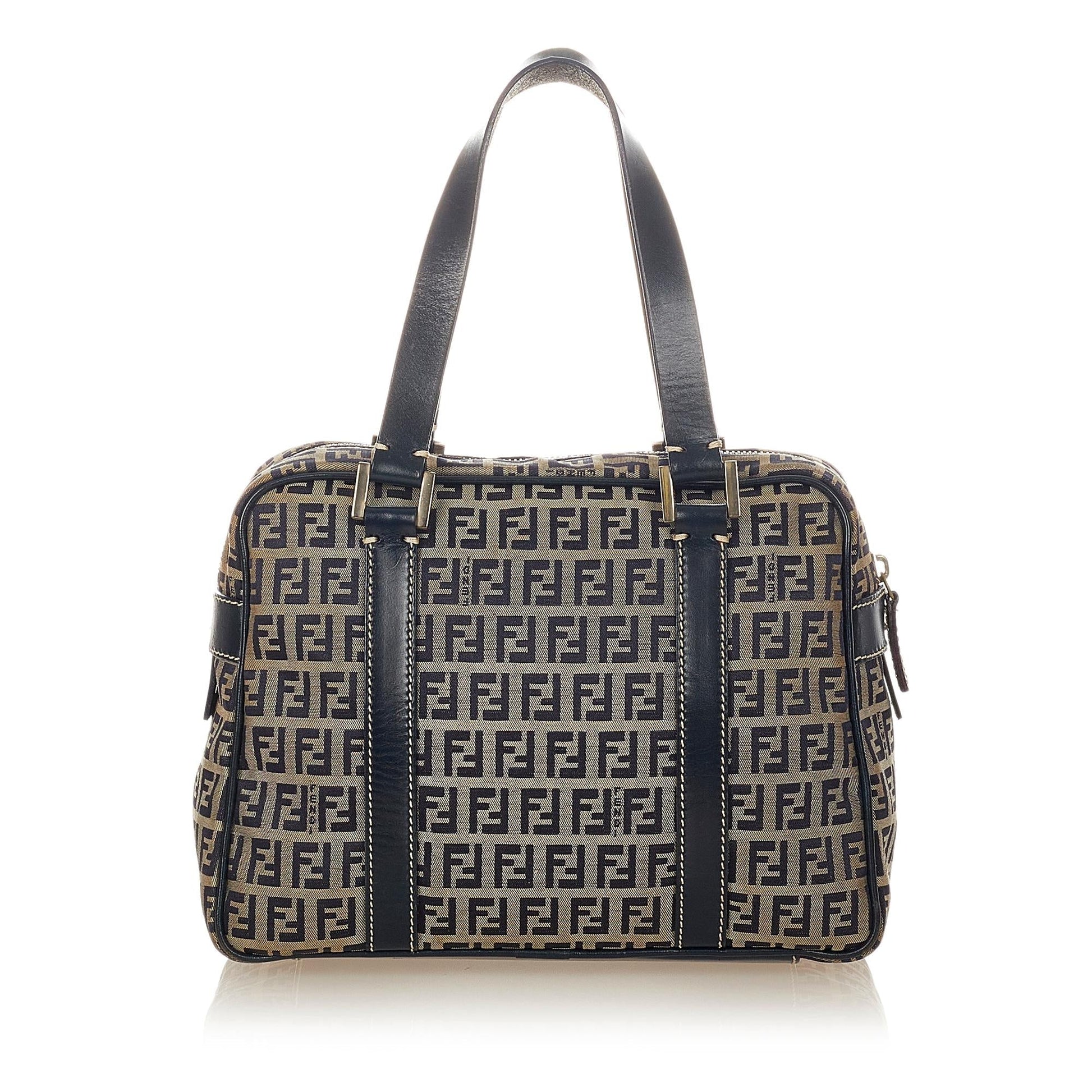 Fendi Zucchino Handbag Shg Canvas Satchel Bag Handbag Shg 26623