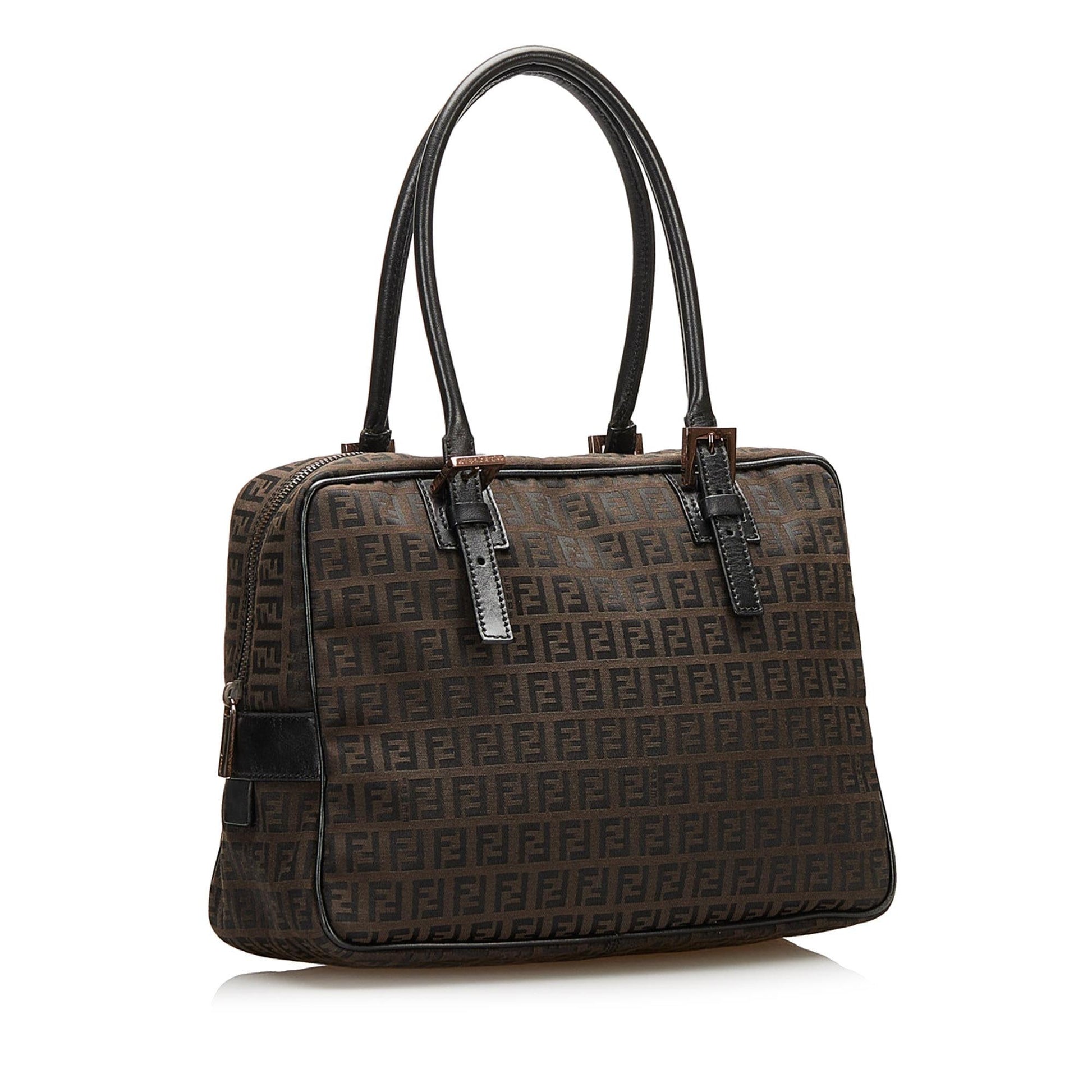 Fendi Zucchino Handbag Shg Canvas Satchel Bag